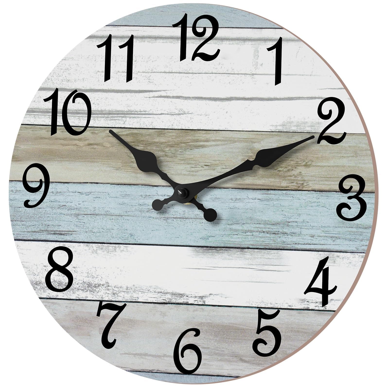 CHYLIN Wall Clock 14 Inch Bathroom Clock, Rustic Wall Clocks Battery Operated, Silent Non Ticking Wooden Coastal Beach Clock for Kitchen, Living Room, Bedroom, Office (White)
