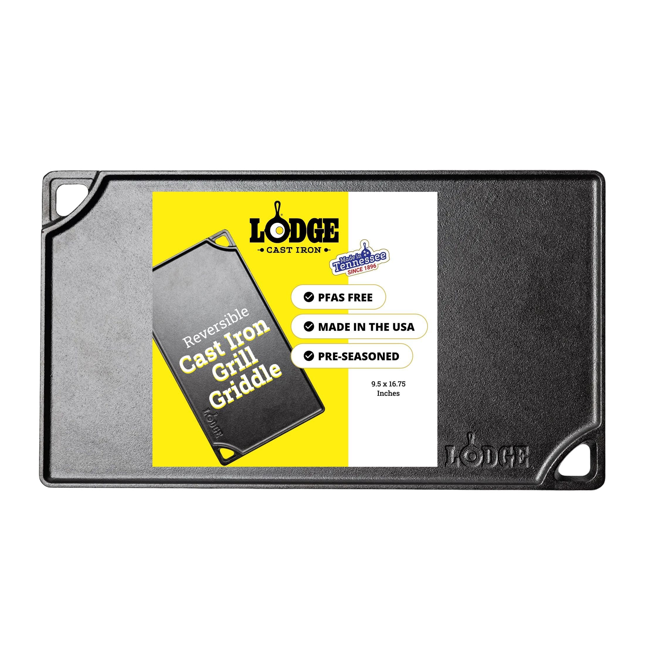 Pre Seasoned Cast Iron Rectangular Reversible Grill/Griddle, Black, 16.75 X 9.5 Inch,LDP3