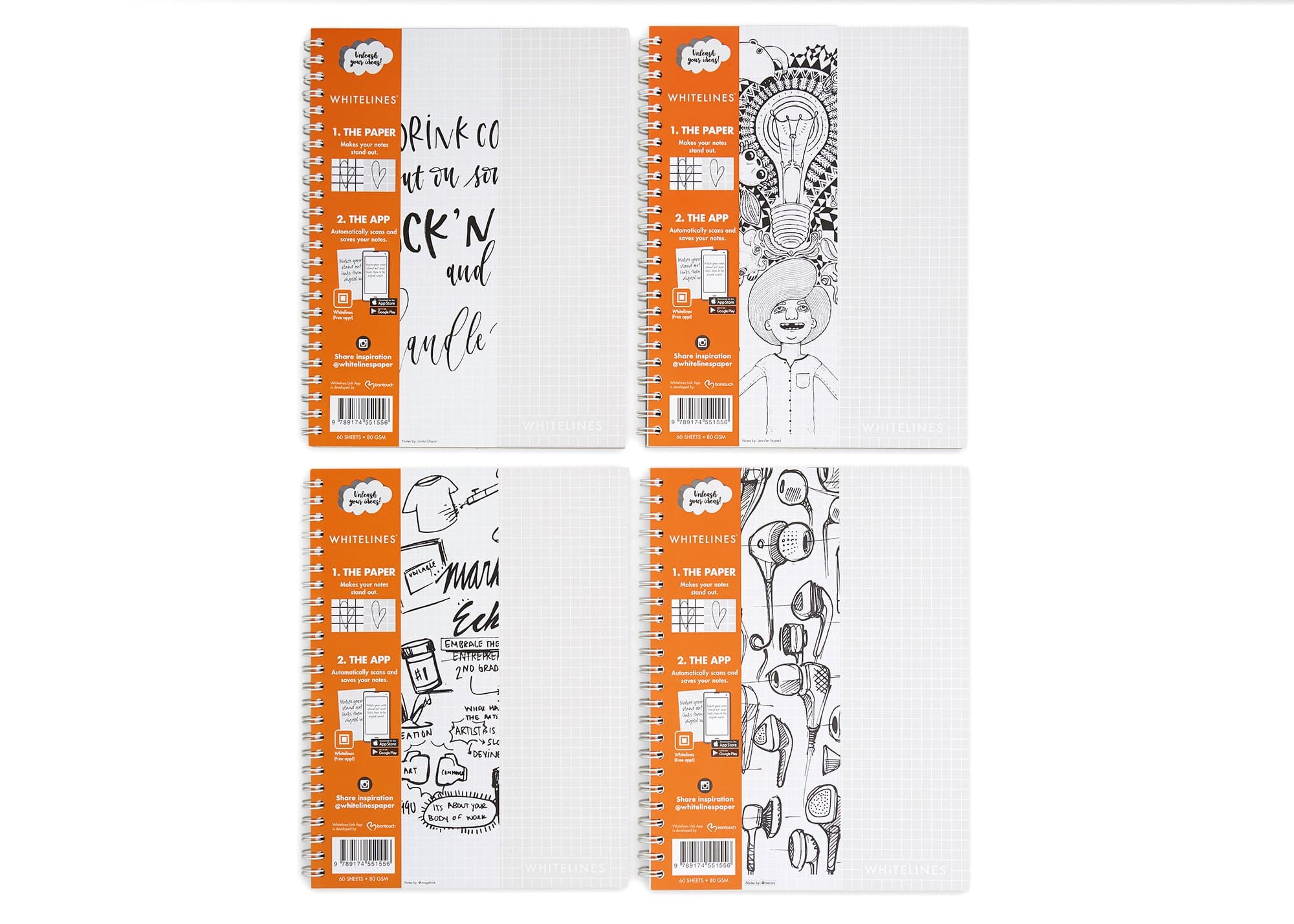 Whitelines Link A5 SQUARED Notebook 80gsm Paper (MULTIPACK) (Pack of 4)