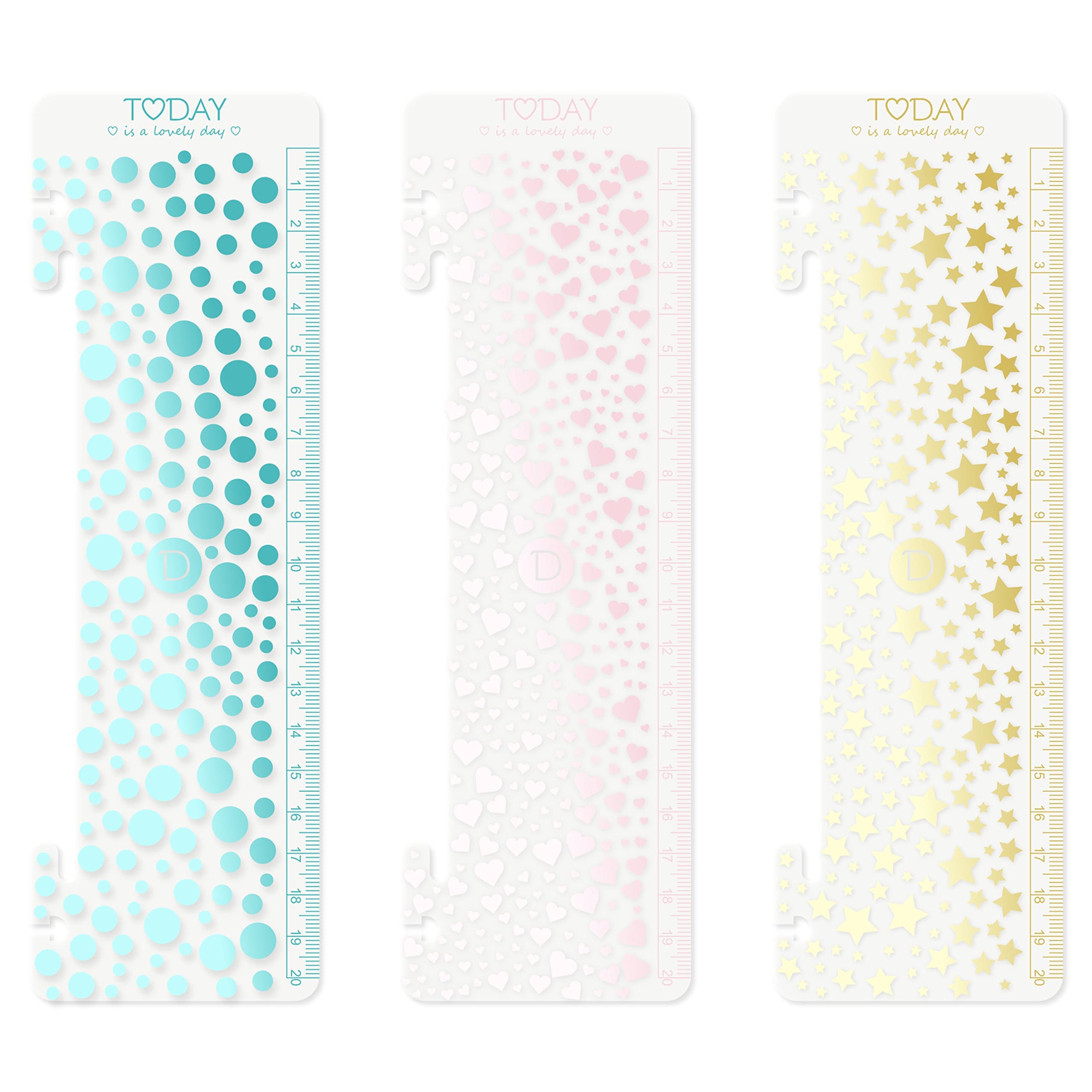 Discagenda Today Marker, Bubbles Hearts Stars for 6 Rings Binder and Discbound Dual Use Planner Organizer Bookmark Ruler, Set of 3 (A5)