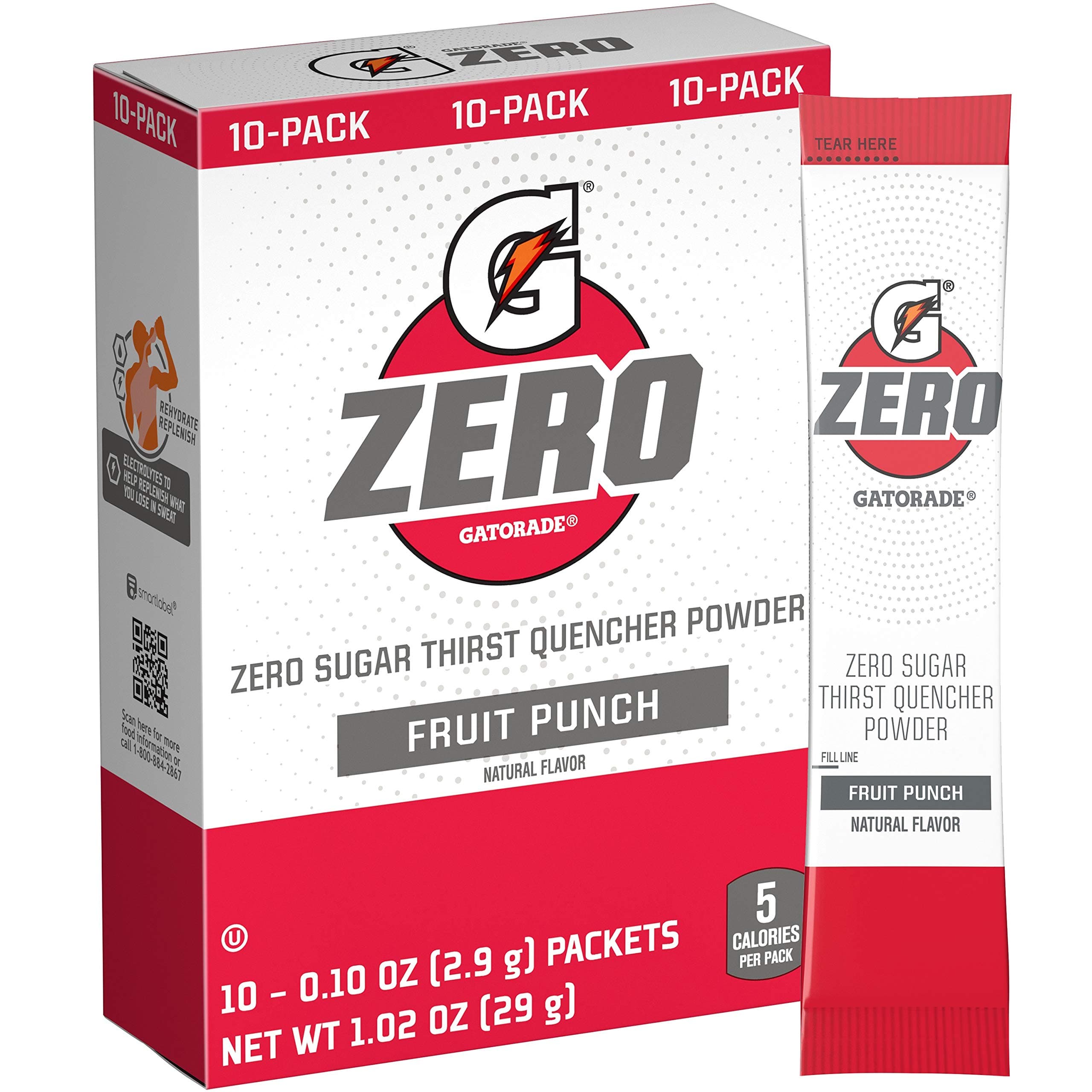 G Zero Powder, Fruit Punch, 0.10 oz Packets (10 Pack)