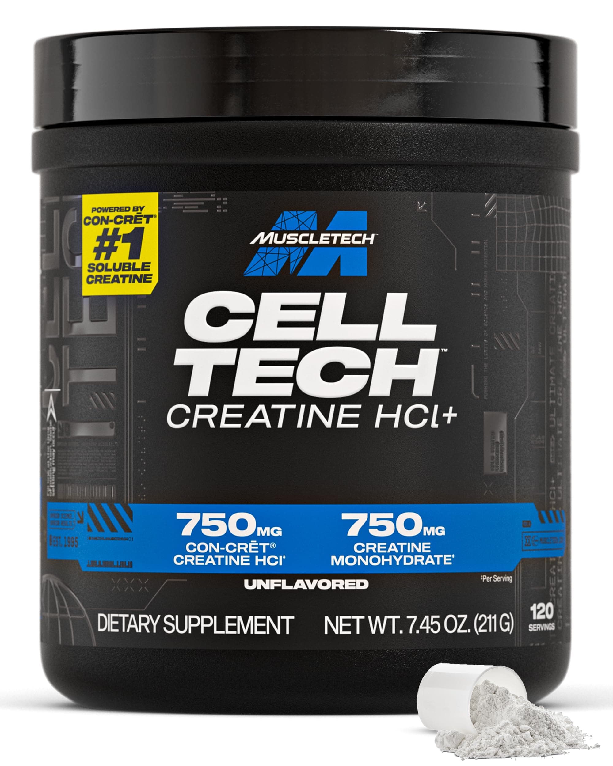 Cell-Tech Creactor Creatine HCl Powder | Post Workout Muscle Builder for Men & Women | Creatine Hydrochloride + Free-Acid | Unflavored (120 Servings)
