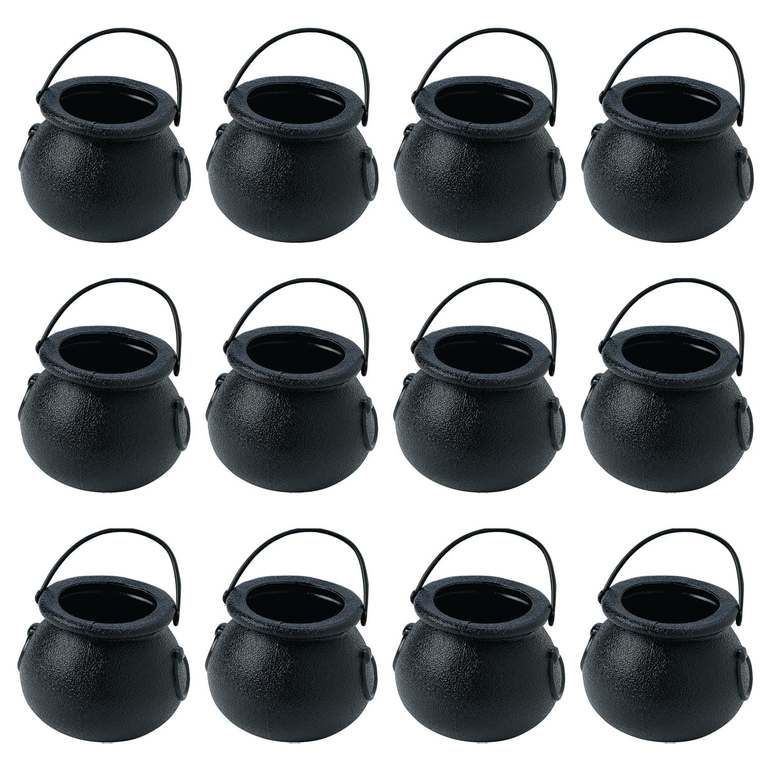 Fun Express 1 Dozen Mini Cauldron Candy Kettles, St. Patrick's Day, Halloween, Bachelorette Parties, Witches and Wizards, Birthday, Baby Showers Party Decoration Supplies, Black