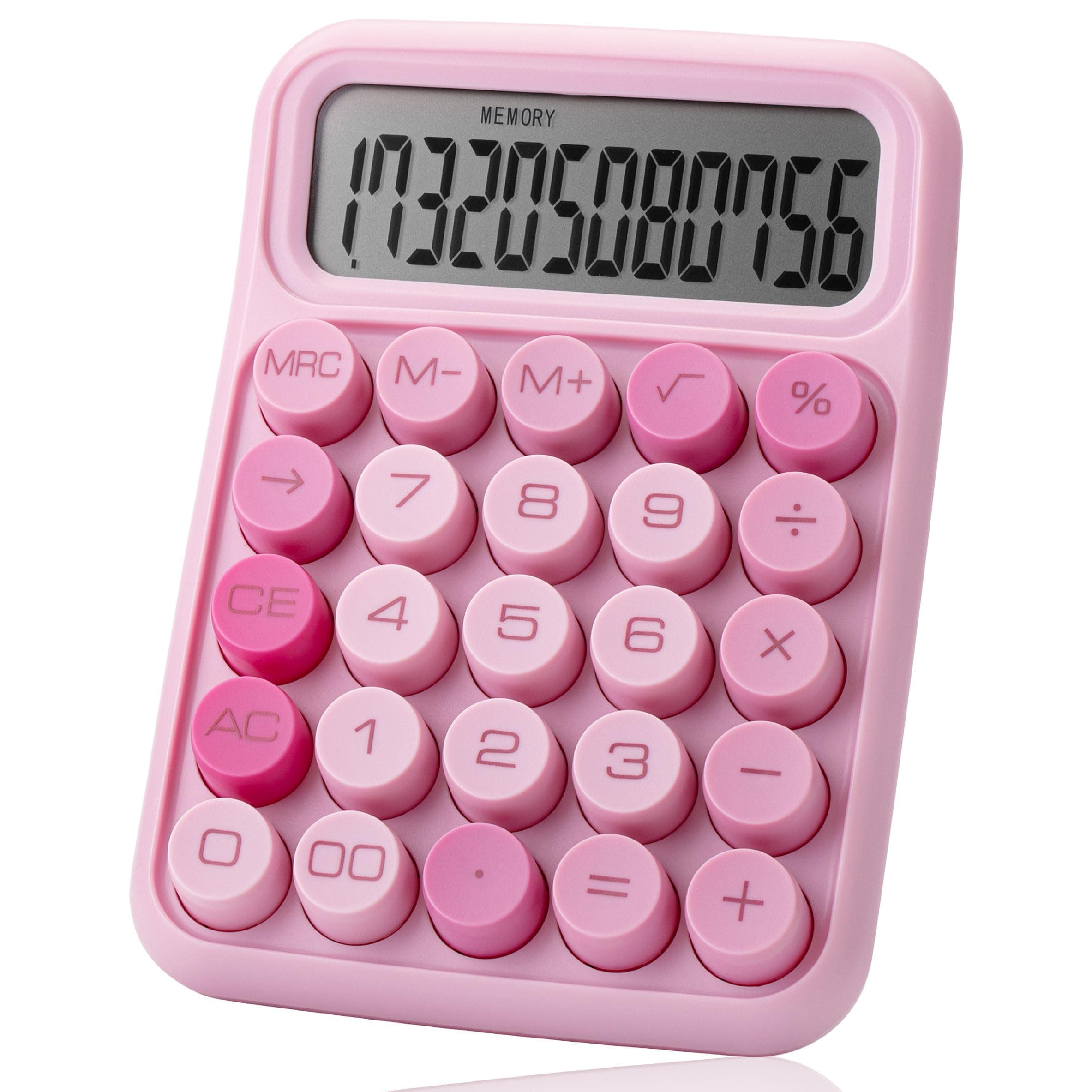 Mr. Pen Mechanical Switch Calculator - 12 Digit Large LCD Display, Pink with Big Buttons, Back to School Supplies