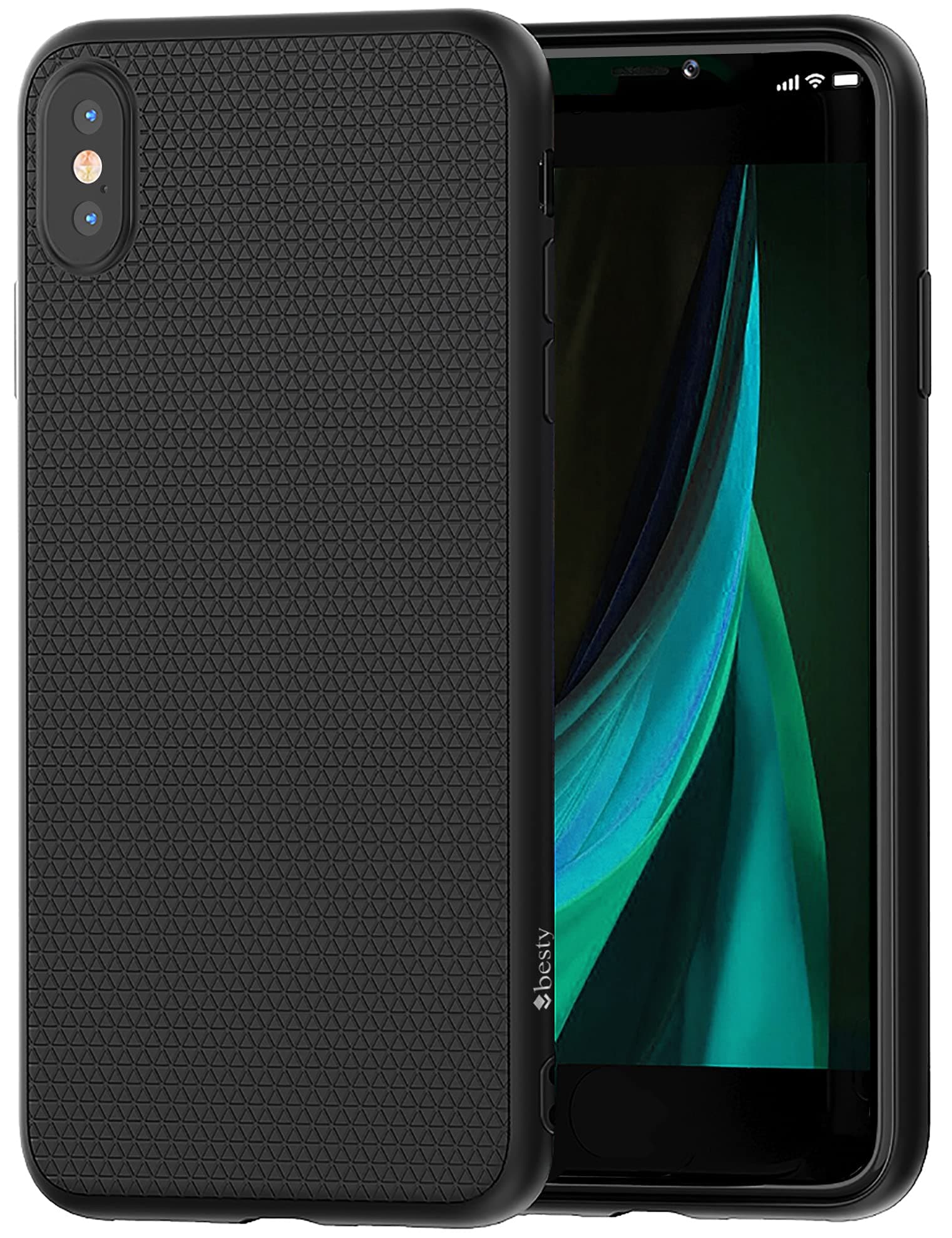 BESTY iPhone X/XS Case Black with Well Designed Pattern [Shock Absorption and Anti-Scratch] Soft Black Case (X/XS)