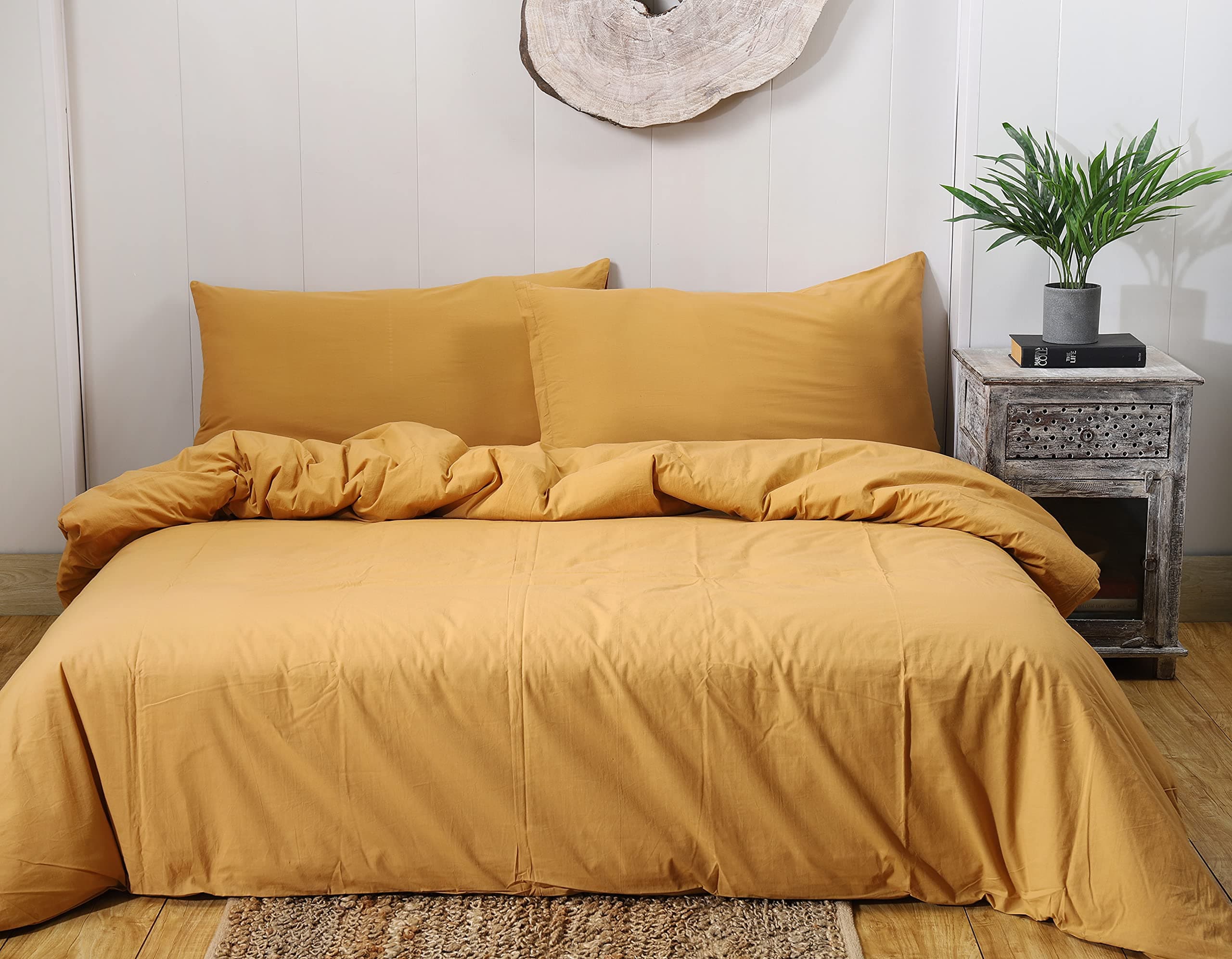 Ravaiyaa - Attitude is everything Solid/Plain Bedding Quilt Rajai Cover 100% Cotton Duvet Cover with 2 Pillow Cover Set (King, Beige)