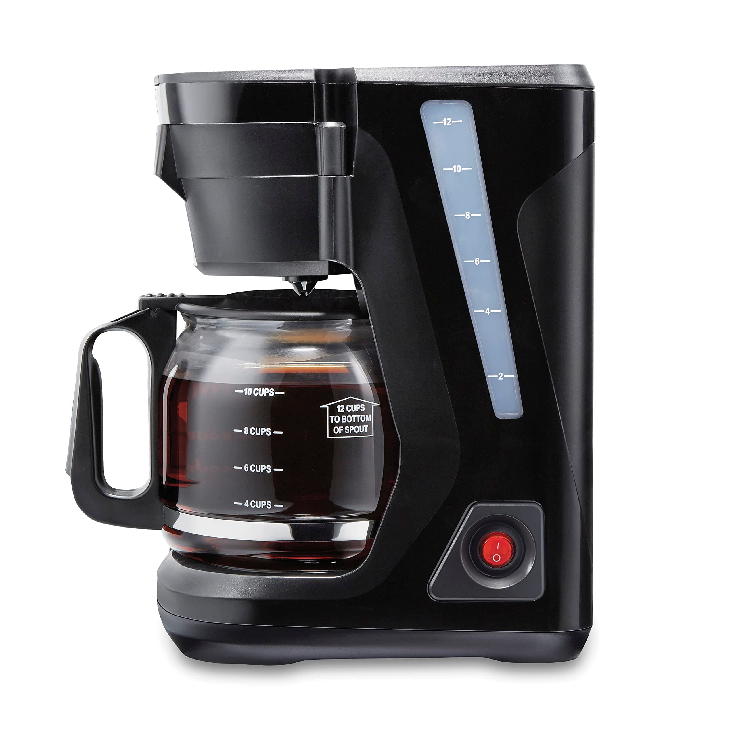Proctor Silex FrontFill Drip Coffee Maker, 12 Cup Glass Carafe, Black and Silver (43680PS)