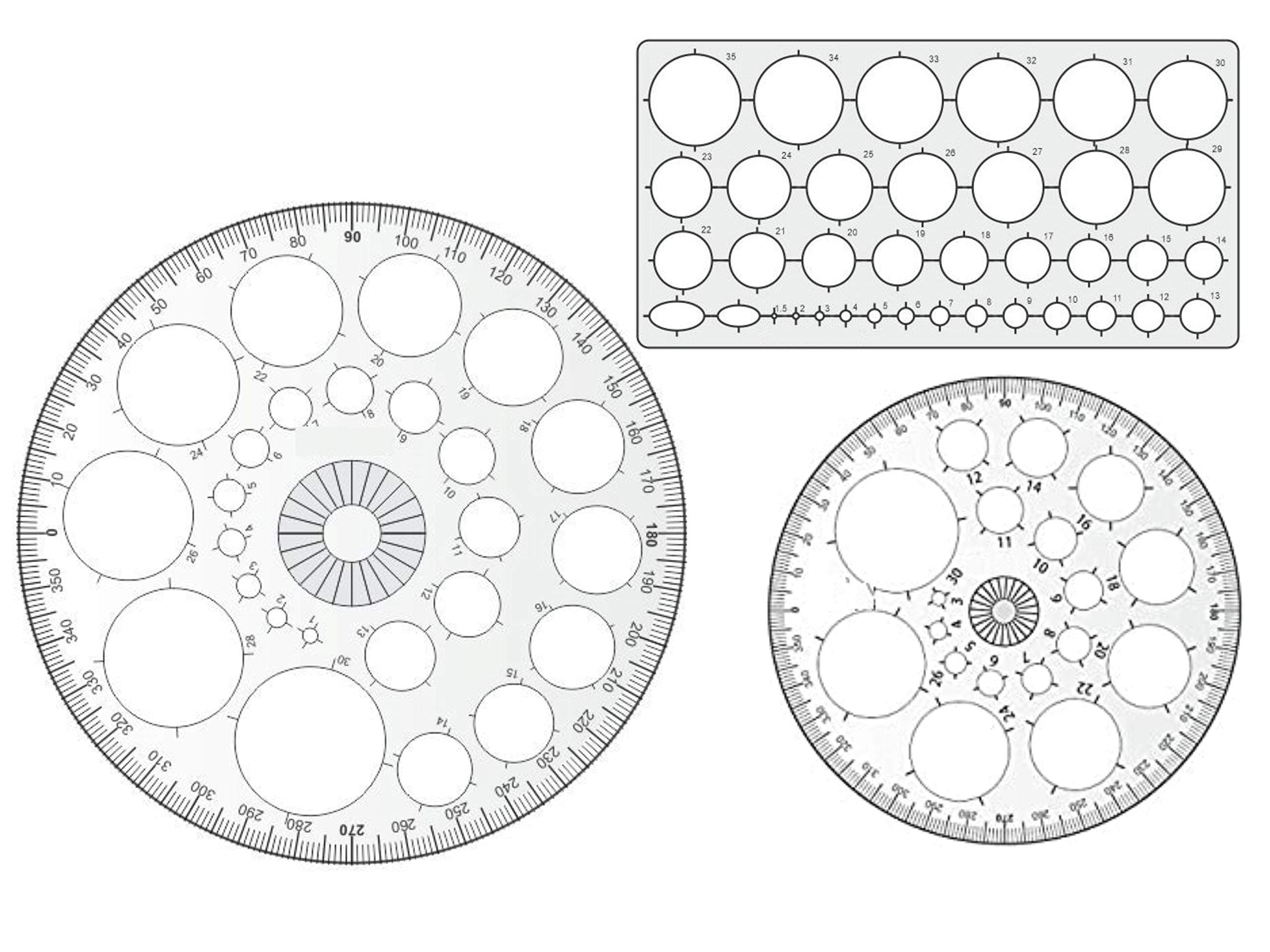 Art Protector/Pro Circle Big (25 Circles), Pro Circle Small (18 Circles), Circle Master Template (35 Circles) Drafting Scale Ruler Useful to Architect, Engineering or Other Students (Set of 3)