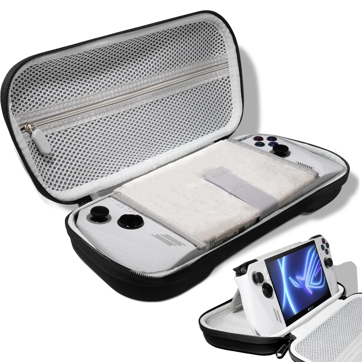 OPTOSLON Compact ROG Ally Carrying Case Compitable with ASUS ROG Ally X/ROG Ally Gaming Handheld and accessories, Hard Case for Travel and Storage[Black]