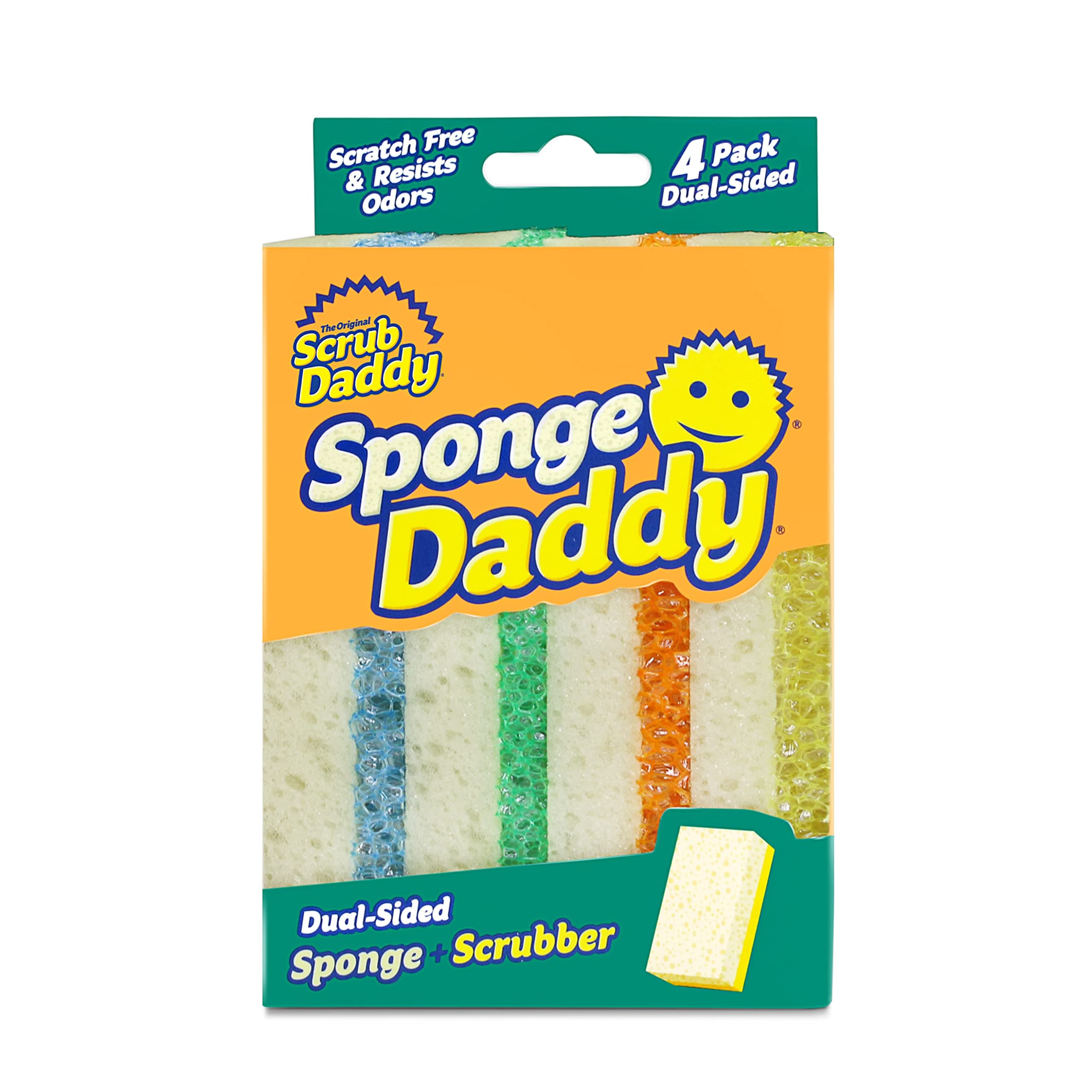 Sponge Daddy - Scratch-Free Multipurpose Kitchen & Dish Sponge - BPA Free & Made with Polymer Foam - Stain & Odor Resistant (4 Count)