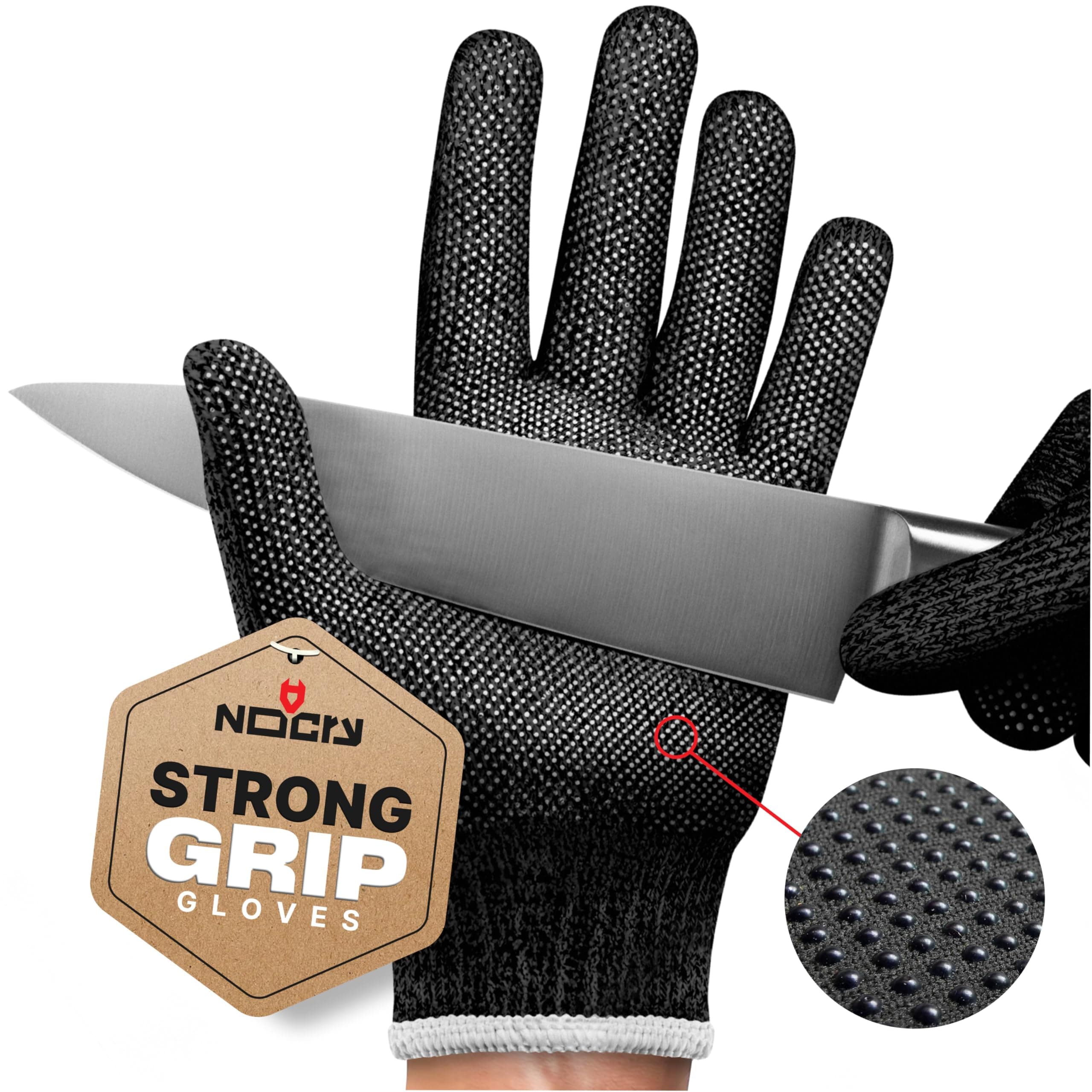 NoCry Cut Resistant Protective Work Gloves with Rubber Grip Dots