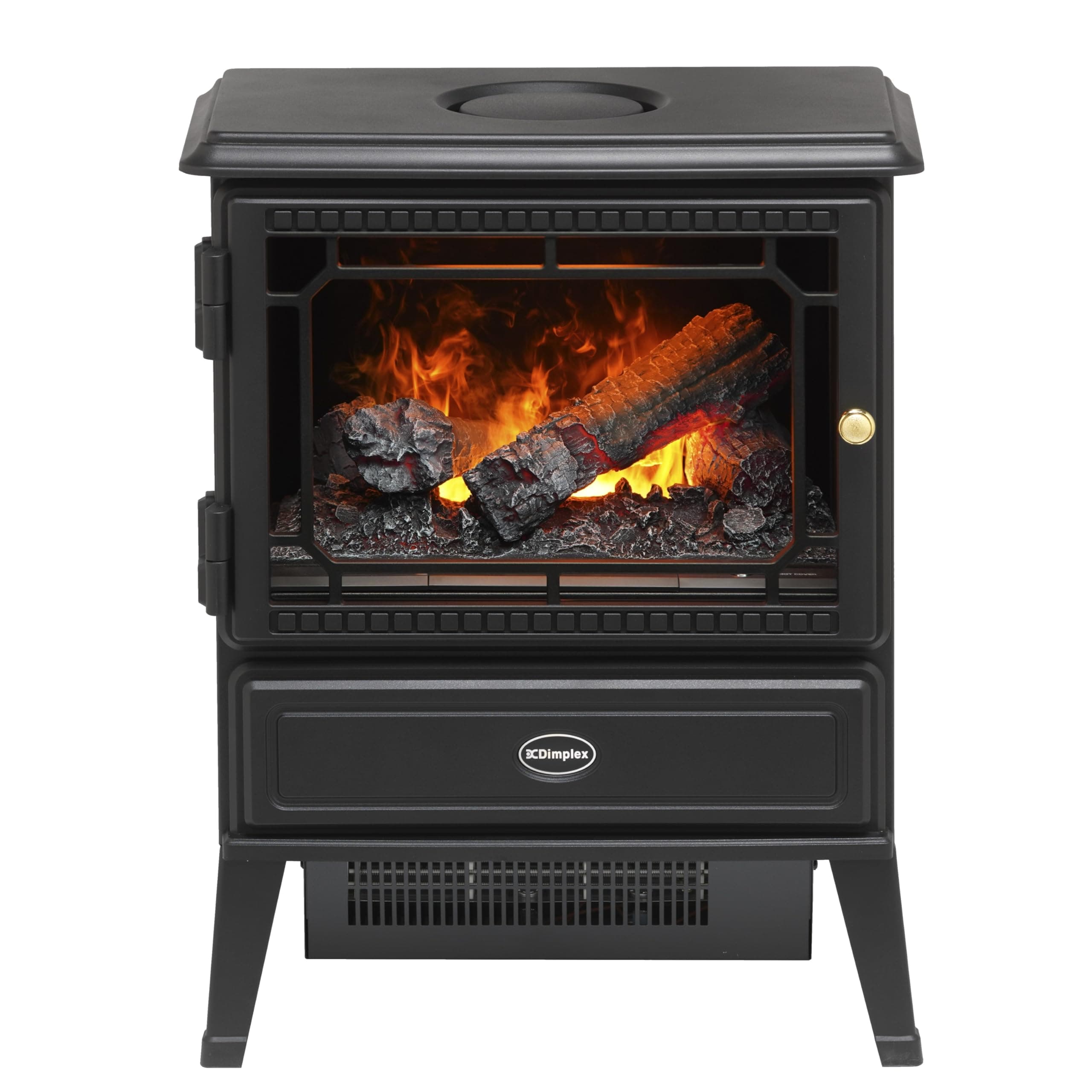 Gosford Optimyst Water Vapour Electric Stove Fire, Real Flame Effect, Black Fireplace, Log Fuel Bed, 1000W/2000W Fan Heater, Adjustable Thermostat, Remote Control
