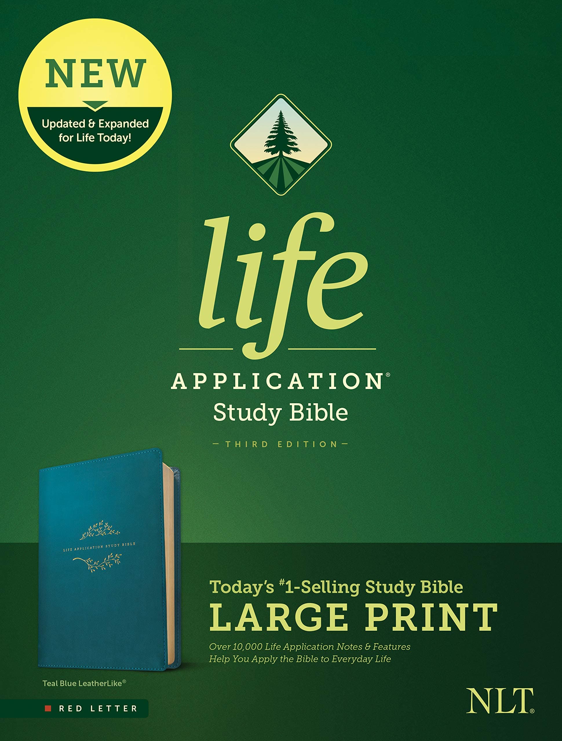 NLT Life Application Study Bible, Third Edition, Large Print (LeatherLike, Teal Blue, Red Letter)