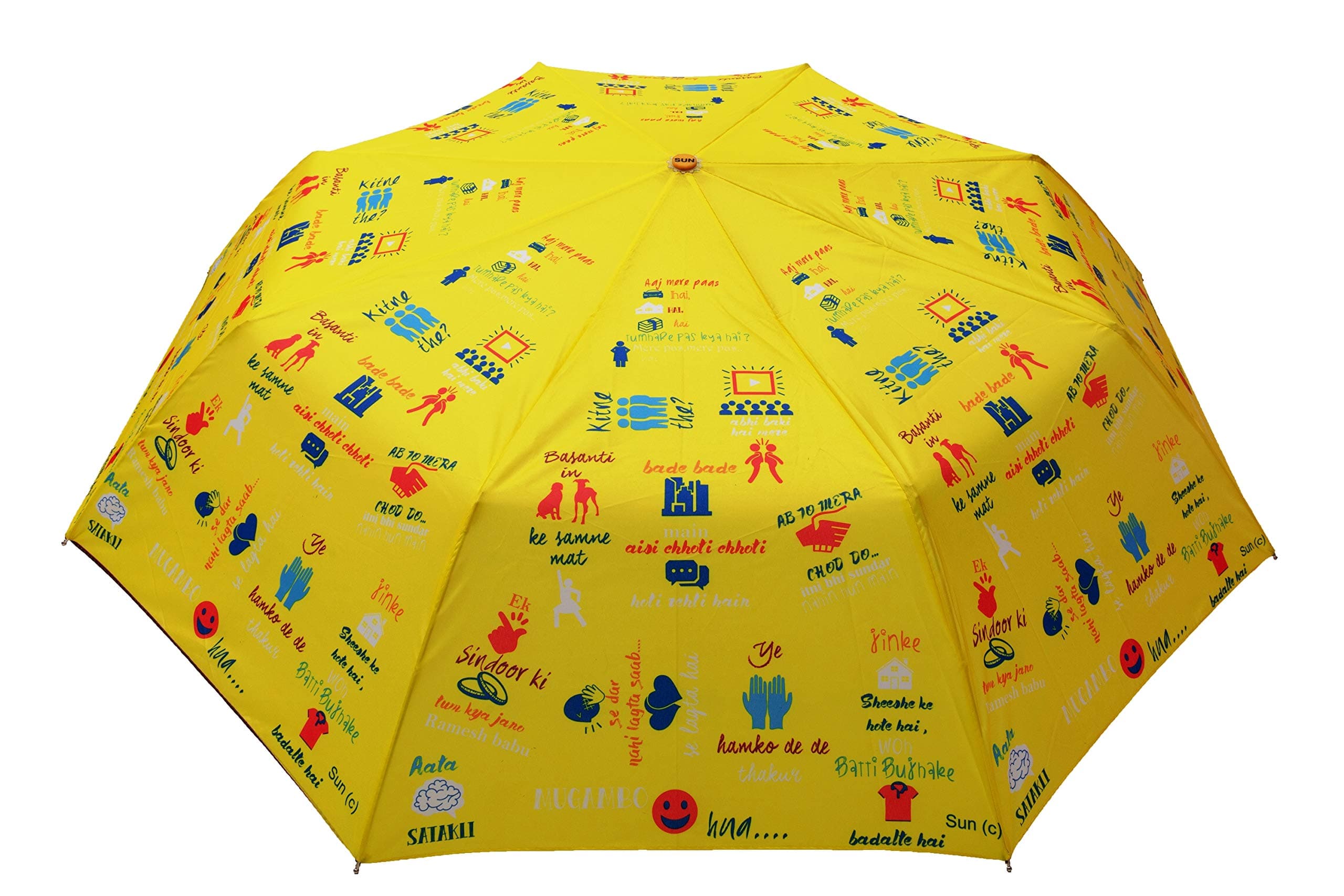 Sun Umbrella Multi Folding Umbrella (Bollywood Windproof 3 Fold), Multi, 32x5x5centimetres, Compact