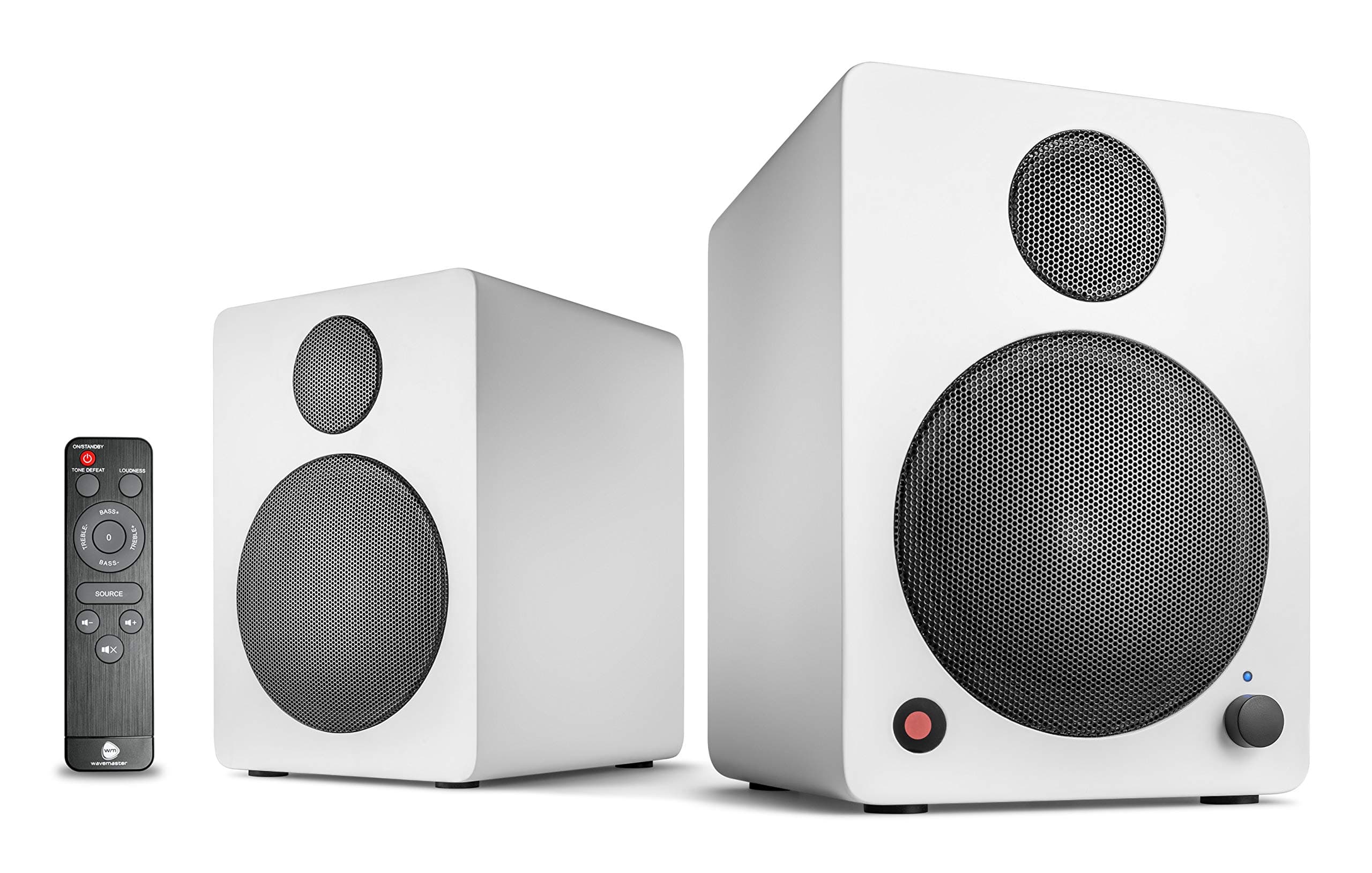 wavemaster CUBE MINI NEO - 2.0 Bluetooth Bookshelf Speaker System (36 Watt) with Bluetooth streaming, digital input and IR remote control for smartphones, tablets, TV/UK version (66376) – White