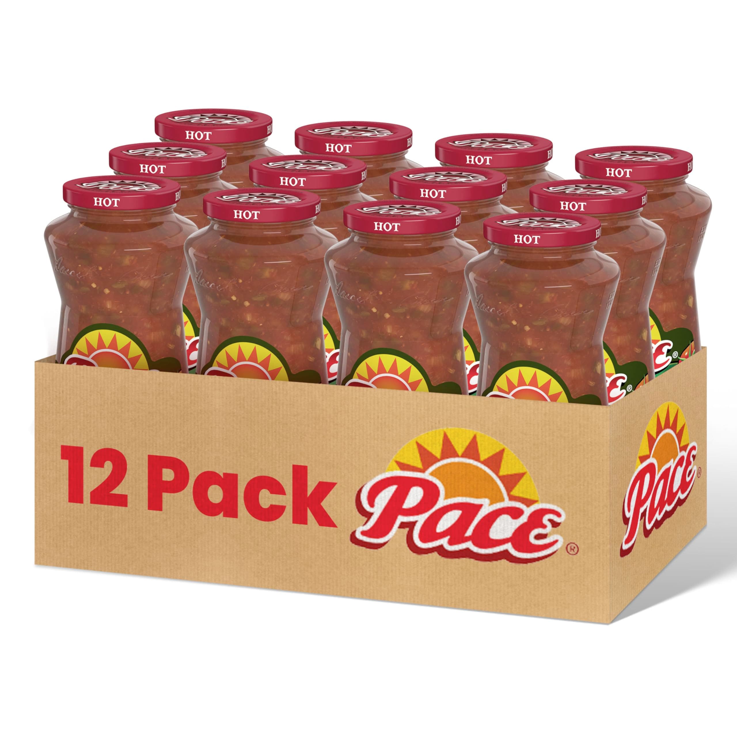 Pace Chunky Hot Salsa, 16 oz Jar (12 Pack)