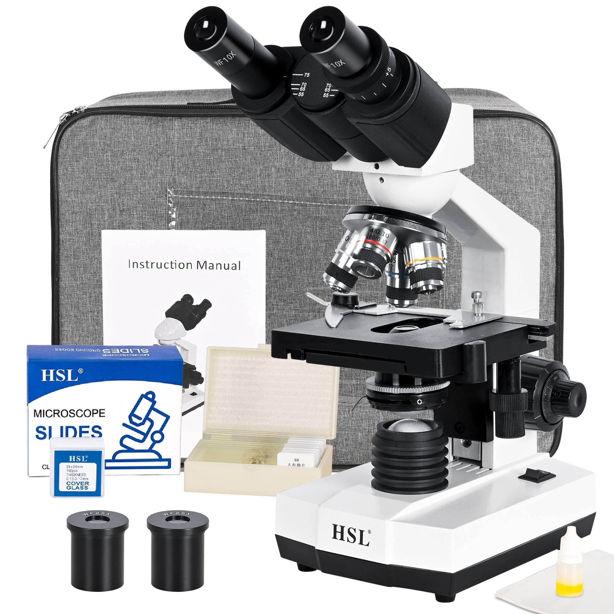 HSL 40x-2500x Compound Binocular Microscope for Adults Professional,microscopes for Student Educate,Biological Microscope LAB Micro Scope microscopio 1000x 400X