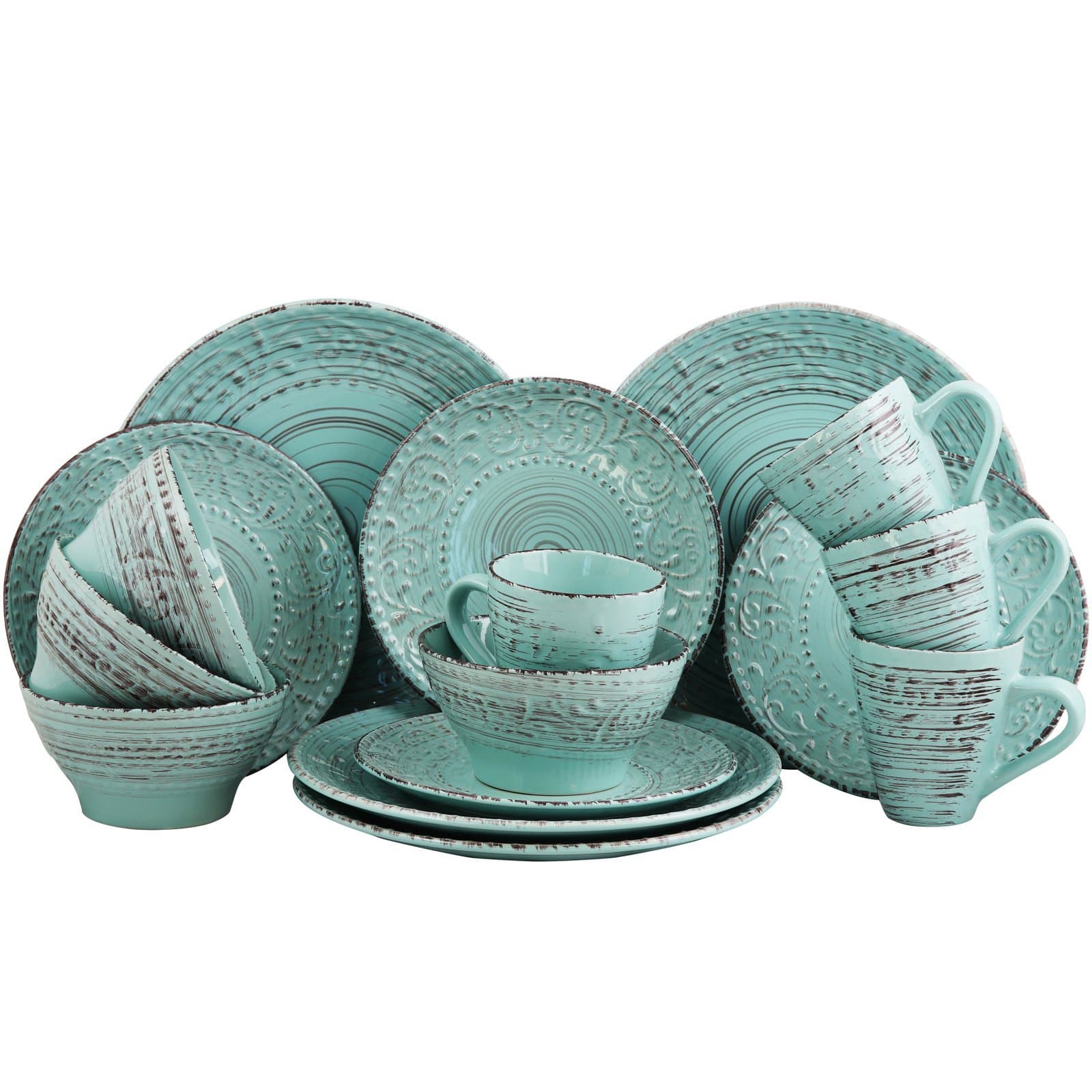 Malibu Waves 16Piece Dinnerware Set In Turquoise