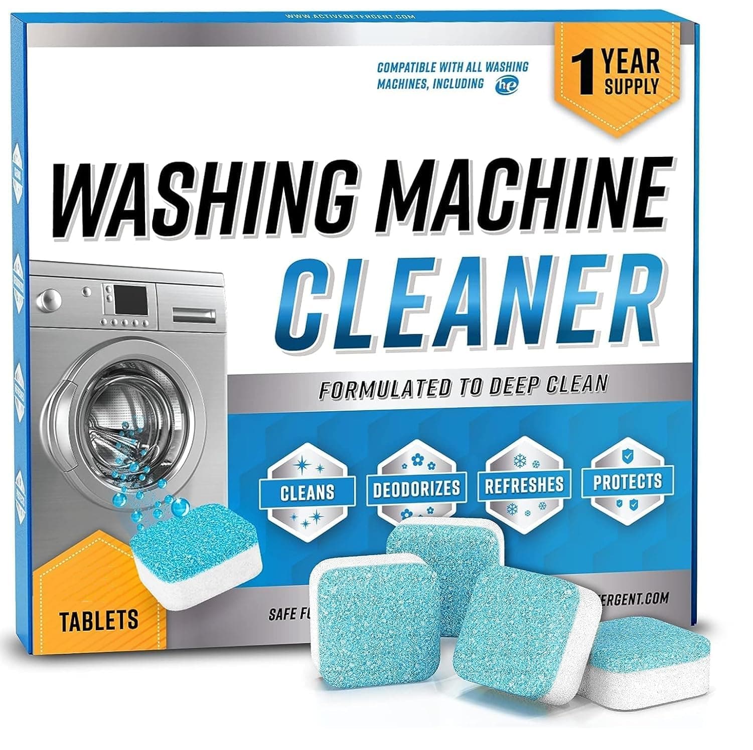 Washing Machine Cleaner - Deep Cleaning Tablets for HE Front Loader and Top-Load Washer, Clean Internal Drum and Laundry Tub Seal (24)