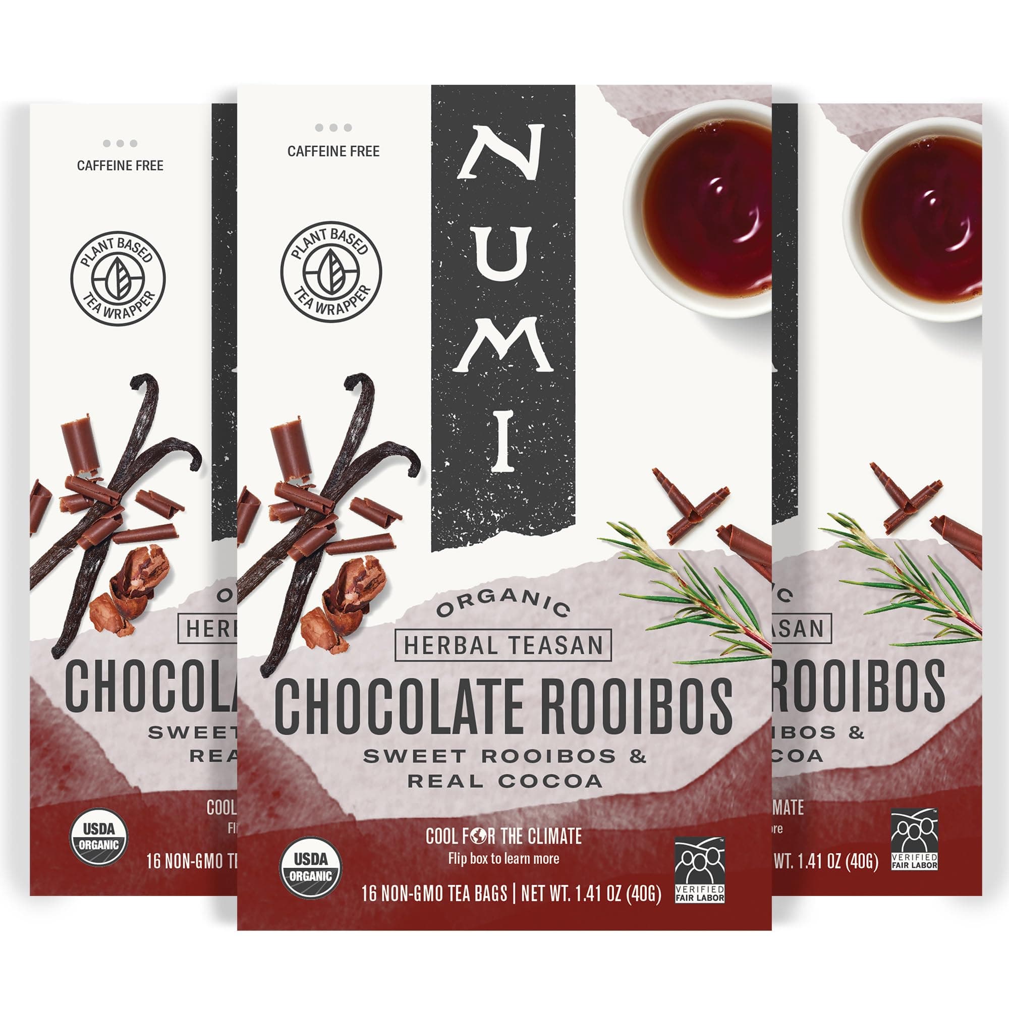 Organic Chocolate Rooibos Tea, 48 Rooibos Tea Bags, Red Tea with Cocoa, Honeybush & Vanilla