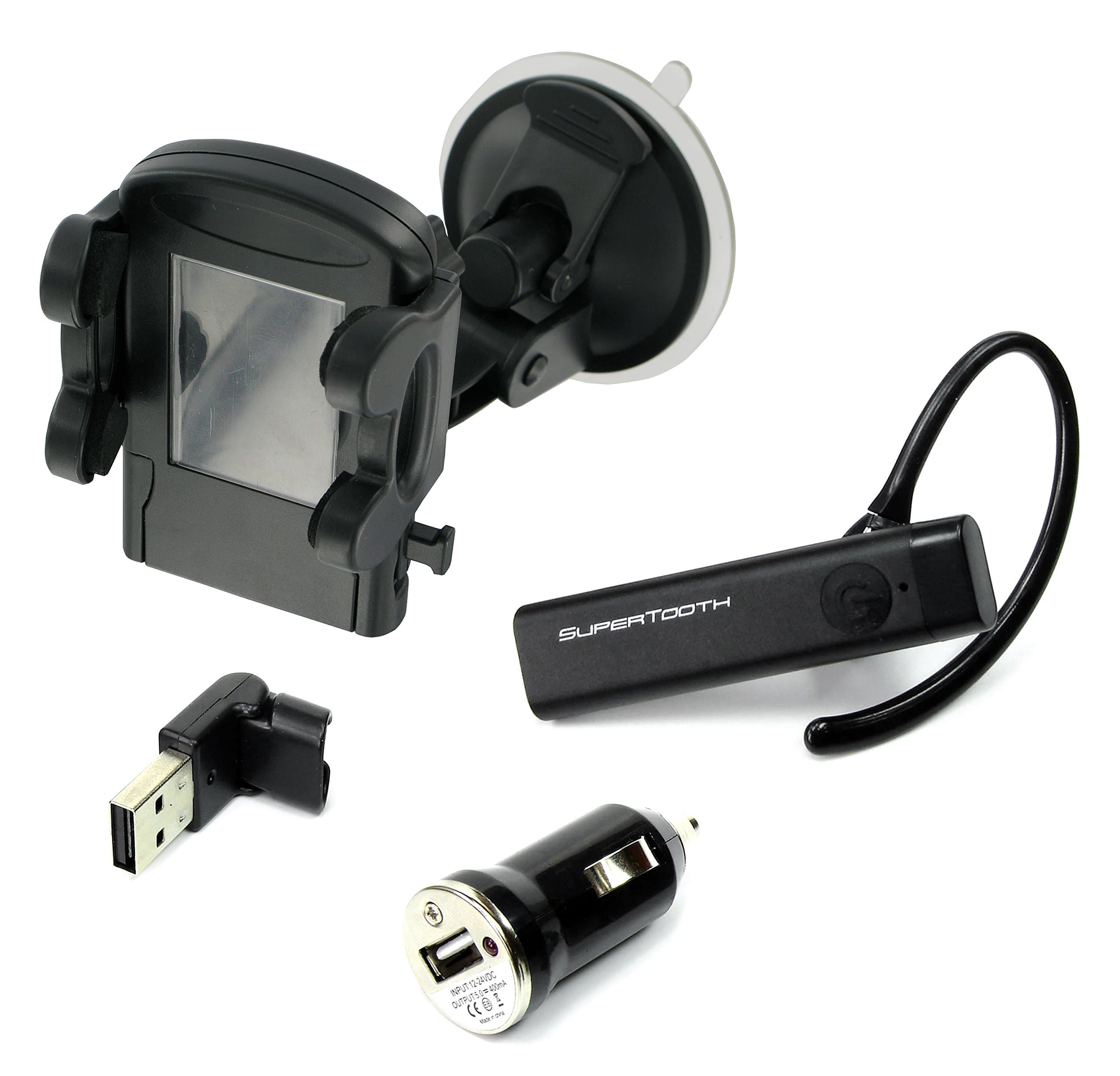 SupertoothMono Wireless Bluetooth Headset and Adjustable Universal Mount/Charger Pack - Black