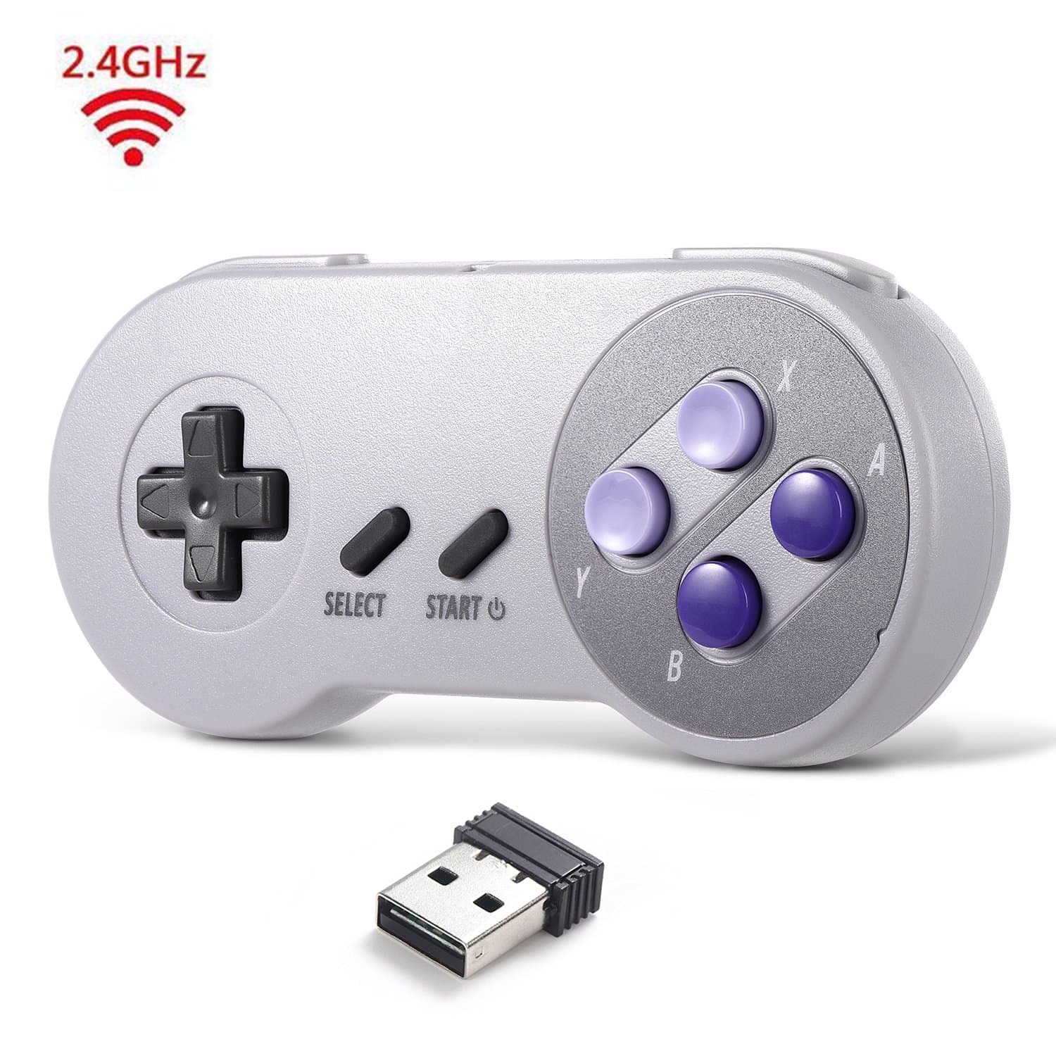 2.4 GHz Wireless USB Controller Compatible with Super NES Games, iNNEXT SNES Retro USB PC Super Classic Controller Joypad Joystick for Windows PC MAC Linux Genesis Higan