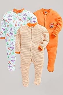 100% Cotton Rompers Sleepsuits Jumpsuit Night Suits for Infants Newborn Baby Boys & Girls
