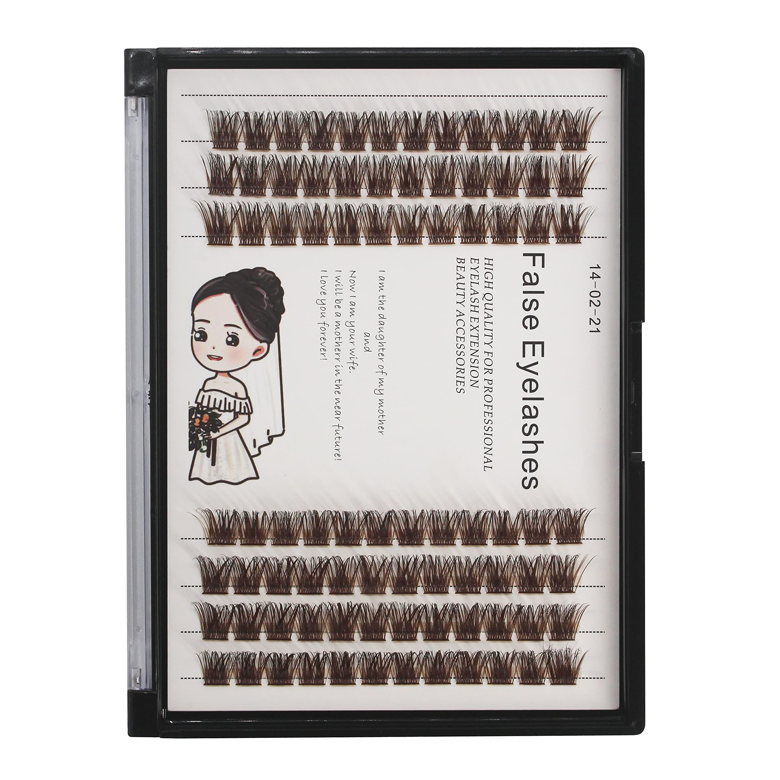 Bodermincer84 Clusters/box Brown Cluster Wide Cluster Eyelashes Thick Individual Eyelash Extension Eyelashes Bunches DIY Home Eyelash Extension Professional Makeup False Eyelashes (14MM)