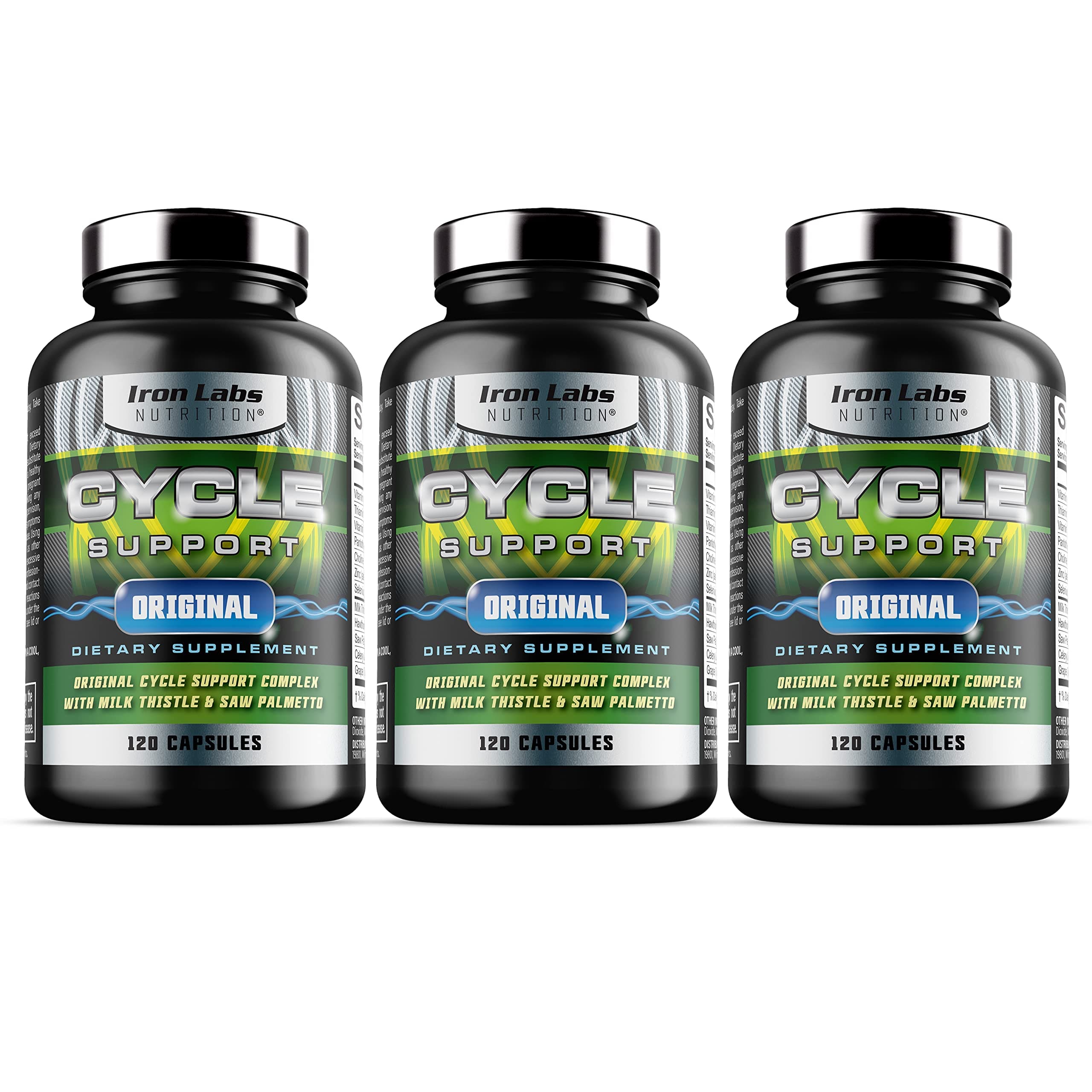 Iron Labs Nutrition Cycle Support Original - On Cycle Support Supplements for Men - Support Your Body with Milk Thistle and Saw Palmetto (3 Pack - 360 Capsules)