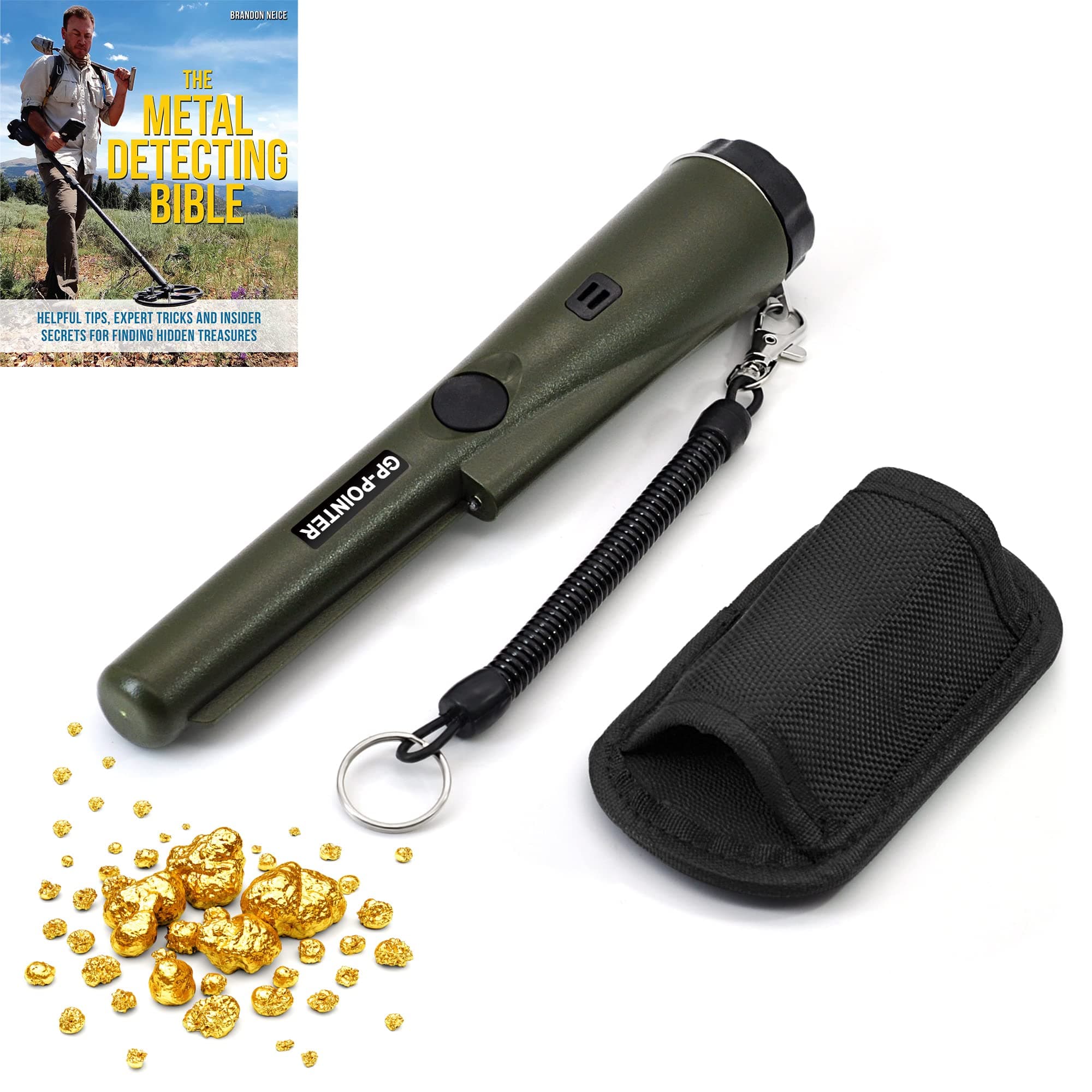 Dinfu Metal Detector Pinpointer,Professional Waterproof Handheld Pin Pointer Wand Waterproof Probe Treasure Detectors for Locating Gold, Coin,Silver,Jewelry