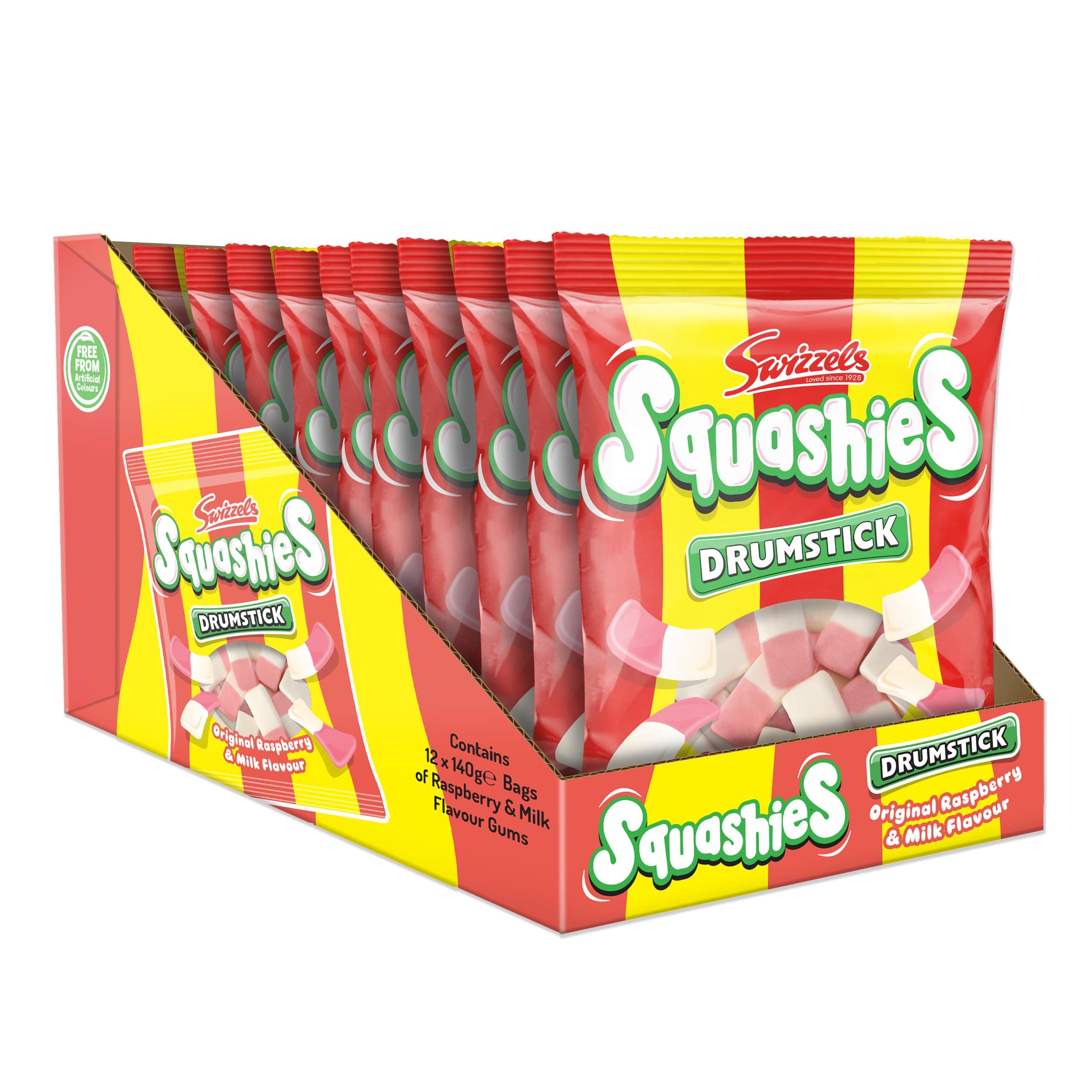 Swizzels Drumstick Squashies Original – Raspberry and Milk Flavour Sweets – Multipack (12 x 140g)