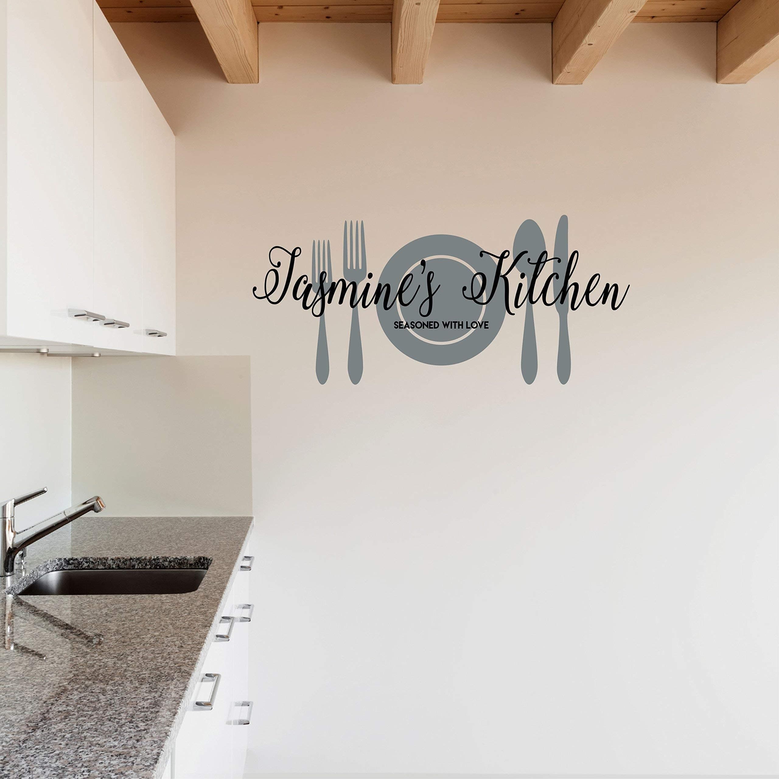 Custom Name Kitchen Wall Decal - Personalized Name Kitchen Vinyl Wall Decal Sticker Art - Gift for Mom