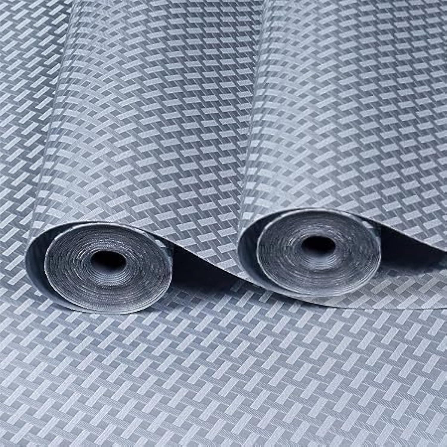 ElastPro Shelf Liner For Kitchen 2 Rolls (45cm X150 cm) Food Grade EVA Multipurpose Shelf Liners mat roll for Kitchen Drawer, Table mat, Shelf mat,cupboad mat, Dinning mat,(Metallic Grey, 2 Rolls)