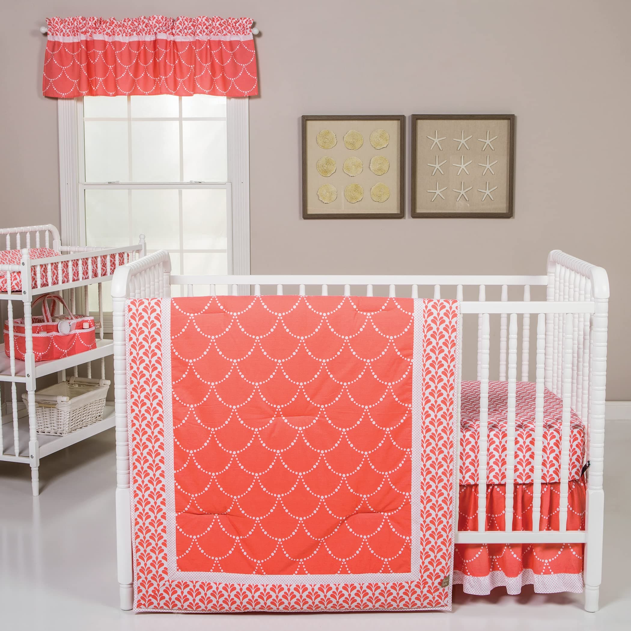 Trend LabShell 3 Piece Crib Bedding Set, Can Be Used As A Blanket Or A Playmat for Tummy Time, Includes Quilt, Fitted Crib Sheet and Skirt