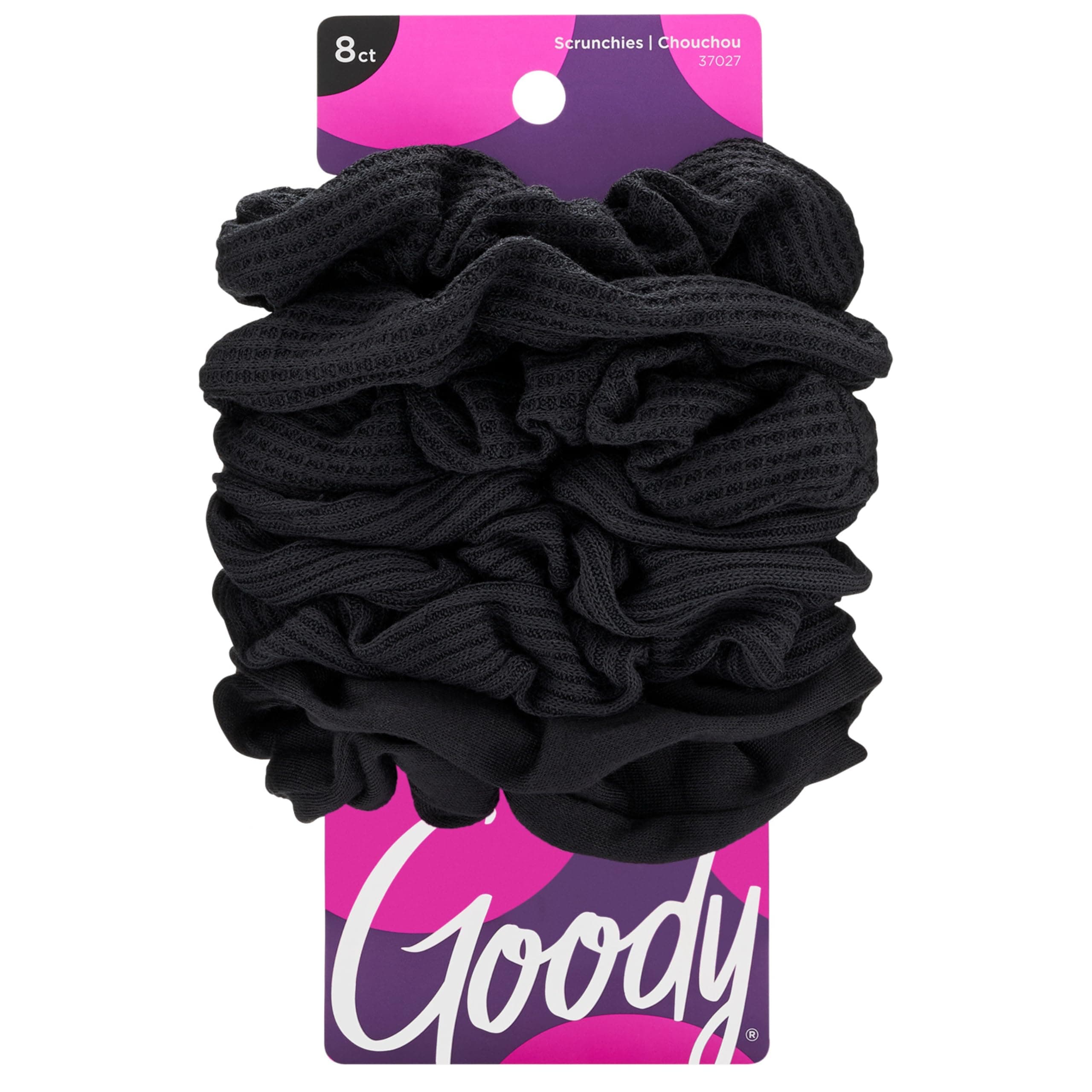 GOODY Ouchless Scrunchie, 8 Count (Black)