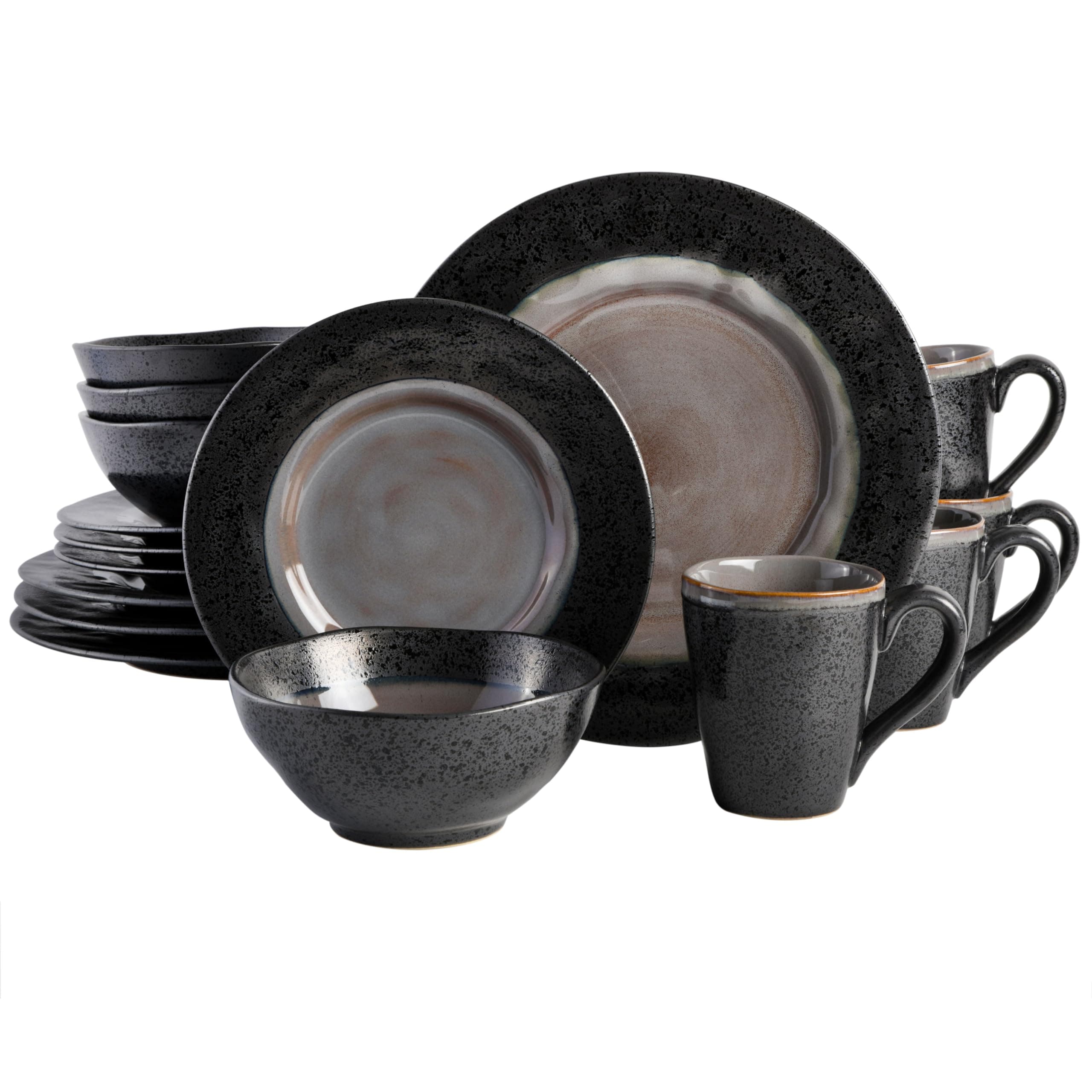 Gibson Dragonstone 16 pc Dinnerware Set Grey Stoneware, Gray -