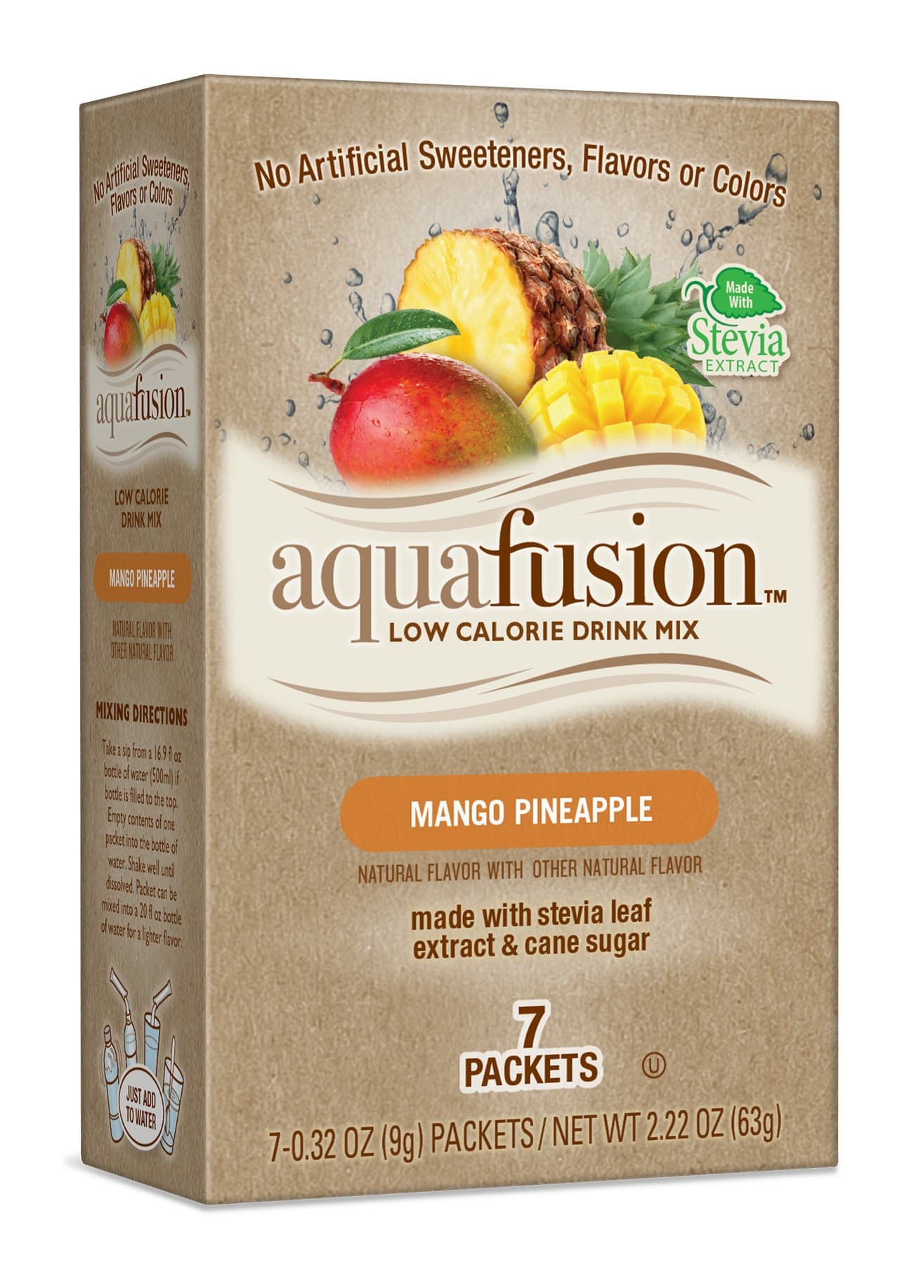 Aquafusion Low Calorie Drink Mix, Mango Pineapple, 7 count (Pack of 12)