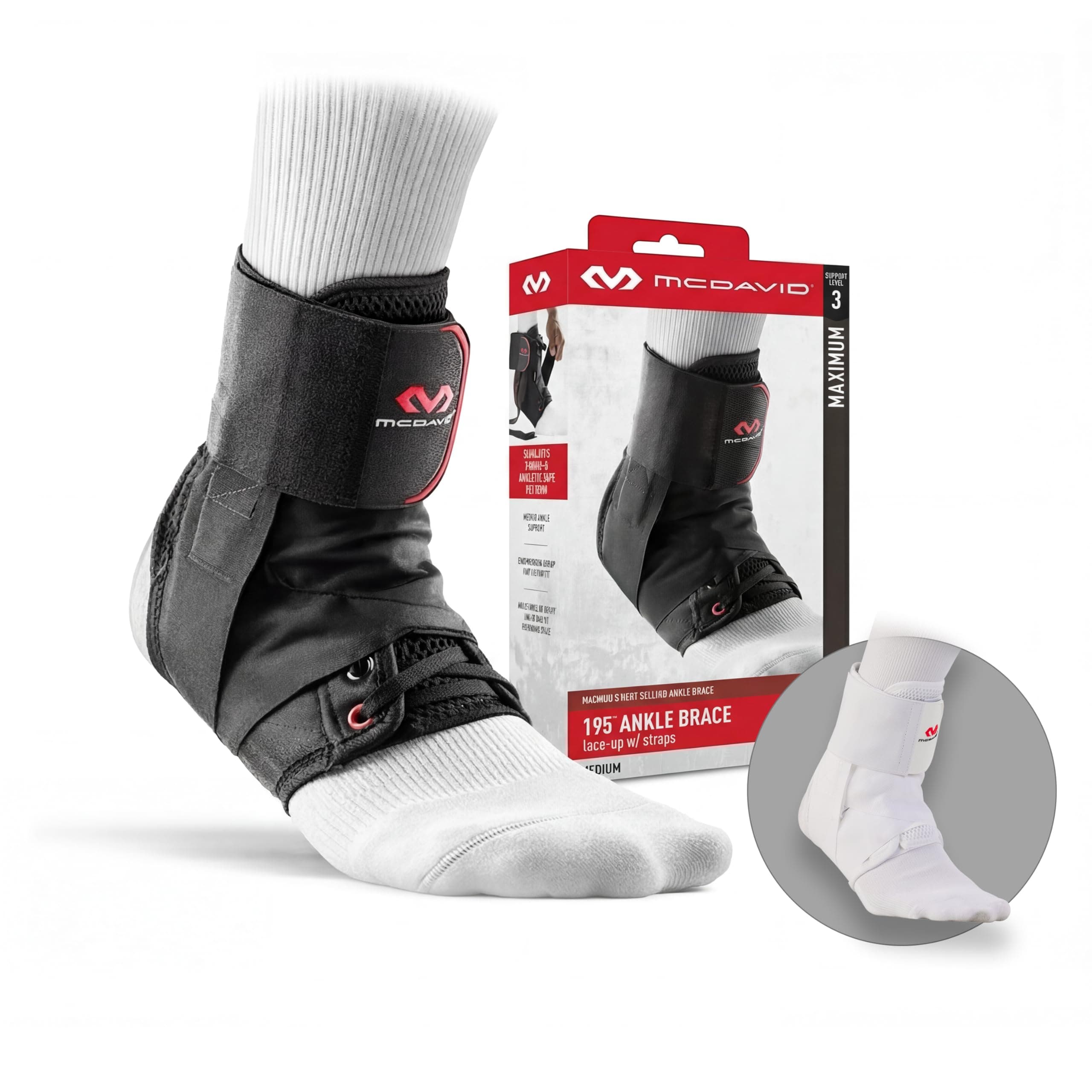 McDavid Ankle Brace Ultralight for Sprained Ankle, Figure 8 Ankle Braces, Lace up Ankle Brace, Ankle Braces for Men and Women, Ankle Support Brace and Stabilizer