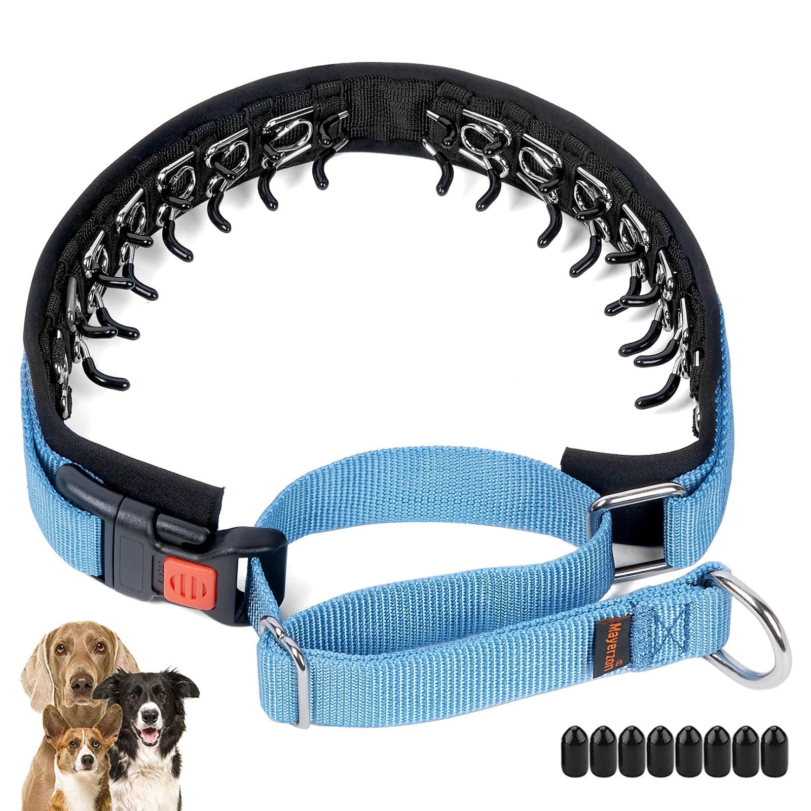 No Pull Dog Collar, Patented Martingale Collar for Small Medium Large Dogs with Buckle and Heavy Duty Nylon for Walking Training Hunting, Safe and Easy to Use(M, Blue)