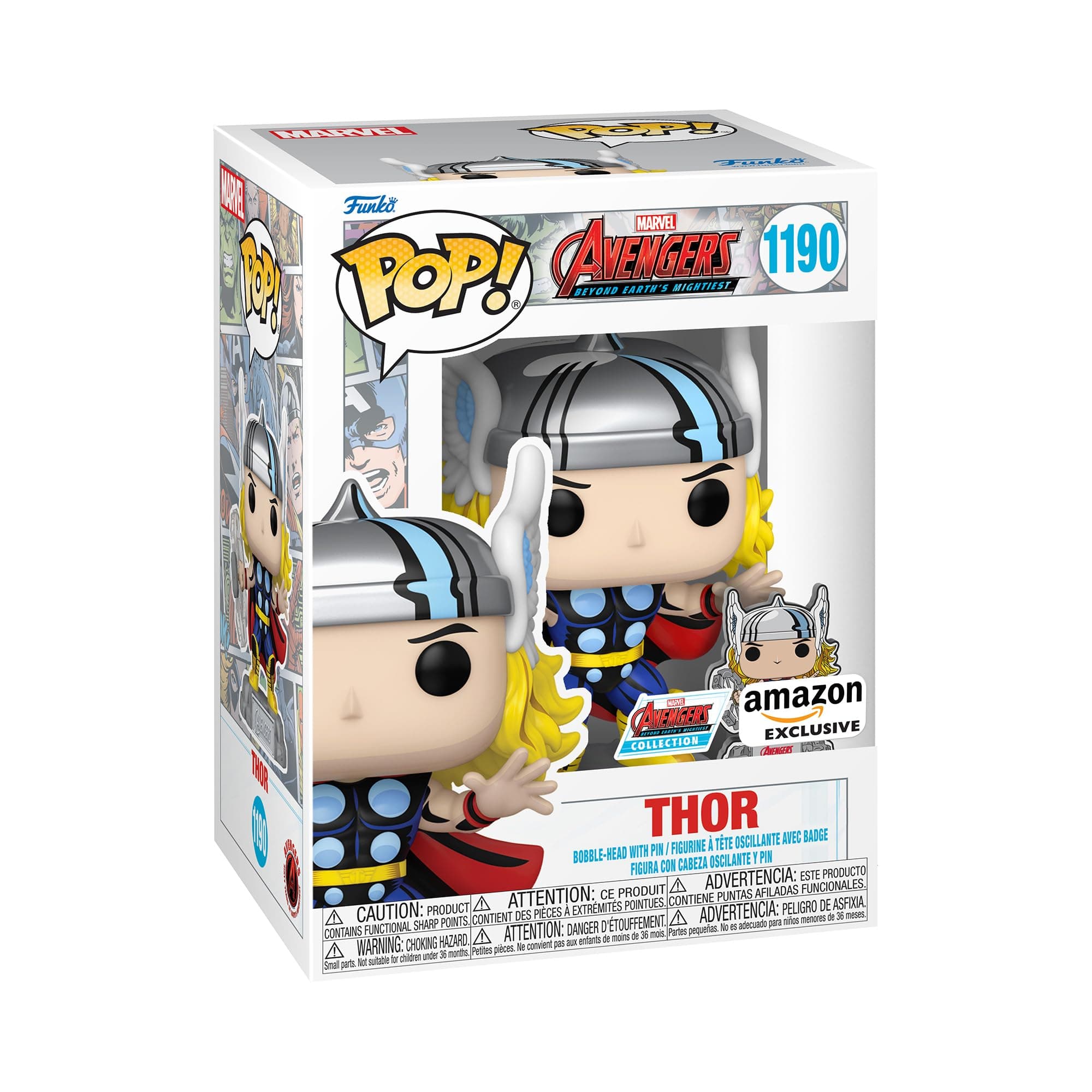 Pop! Marvel: A60 - Comic Thor with Pin - Marvel Comics - Amazon Exclusive - Vinyl Collectible Figure - Gift Idea - Official Merchandise - Toy for Children and Adults