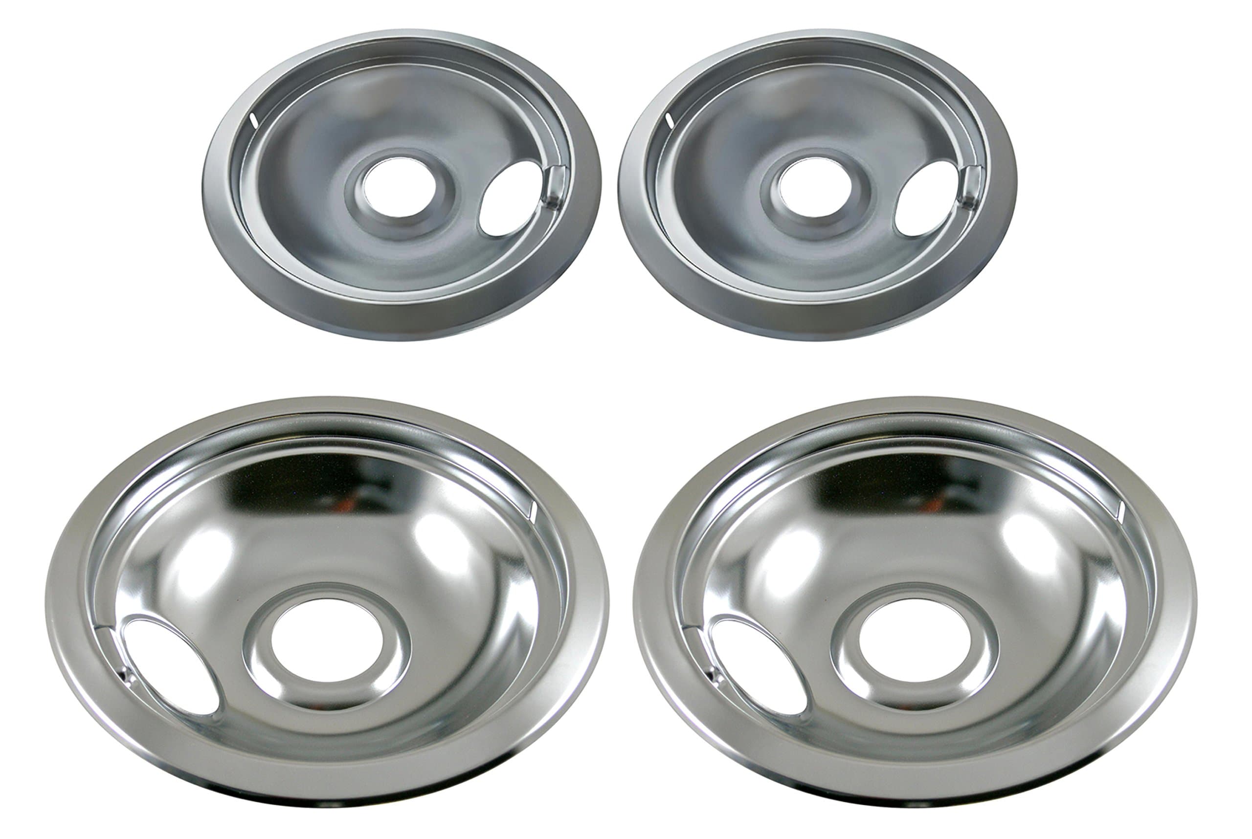 KITCHEN BASICS 101 Chrome Drip Pan Set Replacement for Frigidaire Kenmore 316048413 and 316048414: 2 ea 6” and 8"