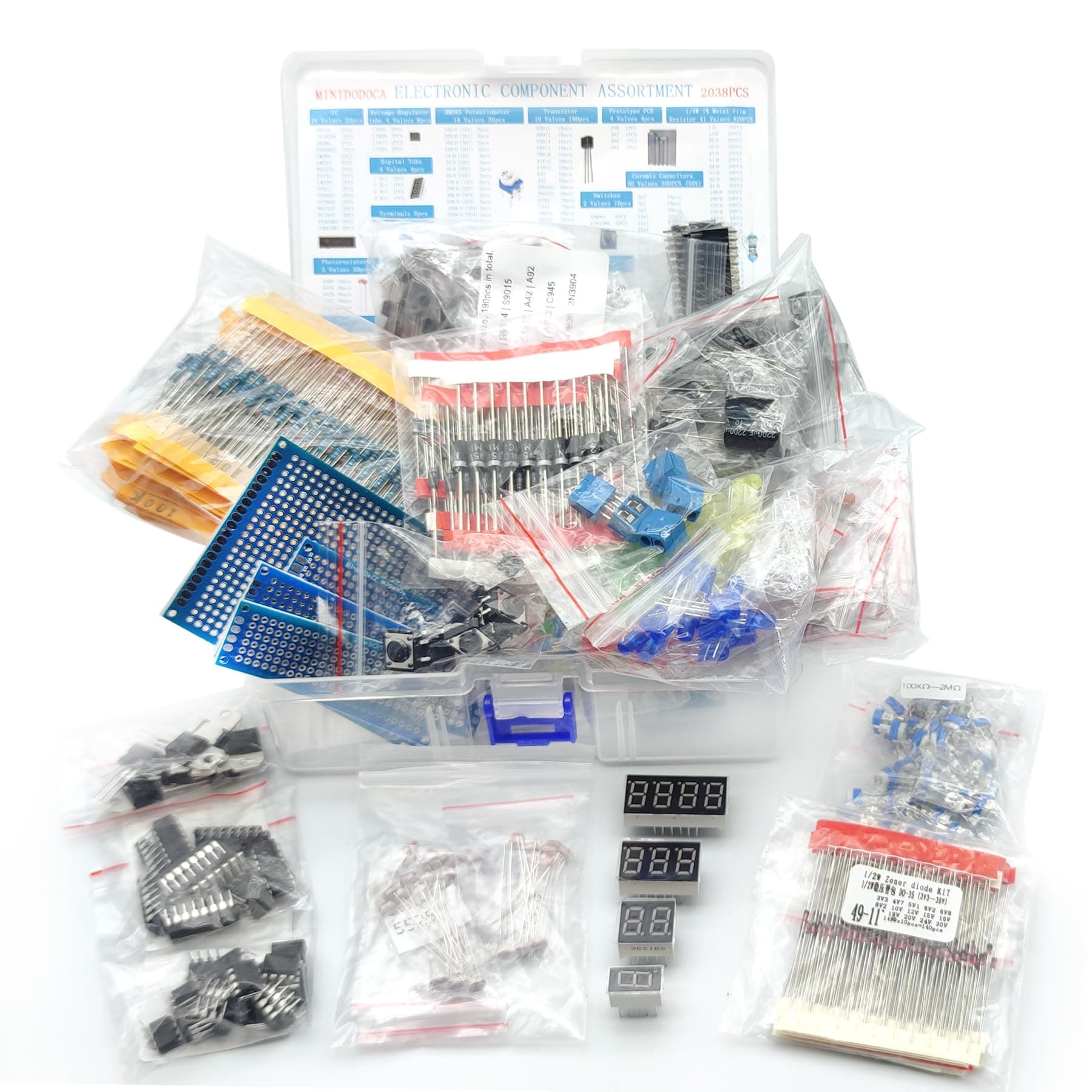 Minidodoca Electronic Component Kit & Total 2038 Pcs