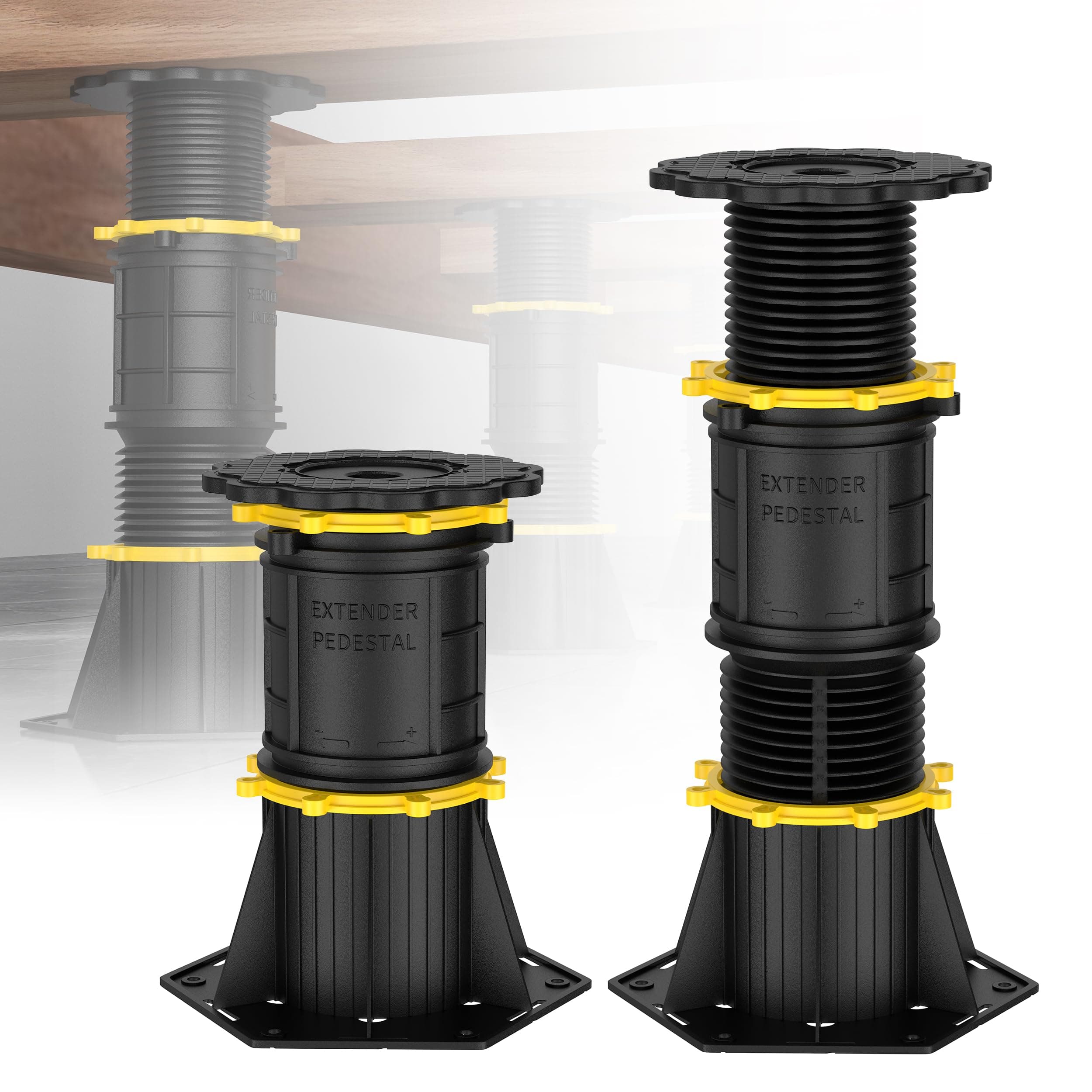 2 Pcs Adjustable Height Bed Support Legs, 8.5-13 inch, Black Plastic, Bed Frame/Bed Center Slat Support, Reinforcement Parts