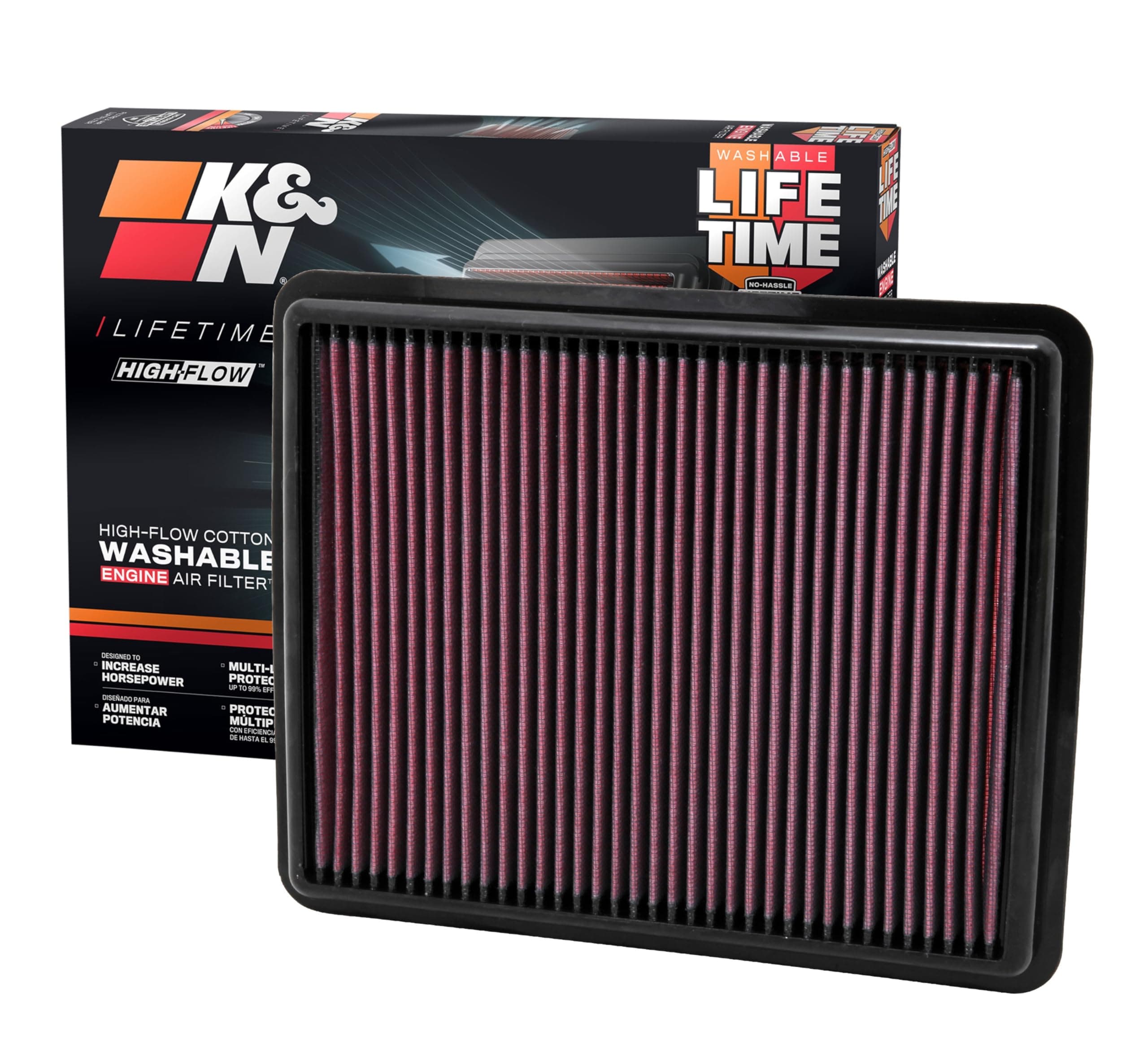 High-Flow Original Lifetime Engine Air Filter: Increase Power: Premium, Washable: Compatible with 2009-2017 Hyundia/KIA: (See Product Description for Select Models), 33-2448