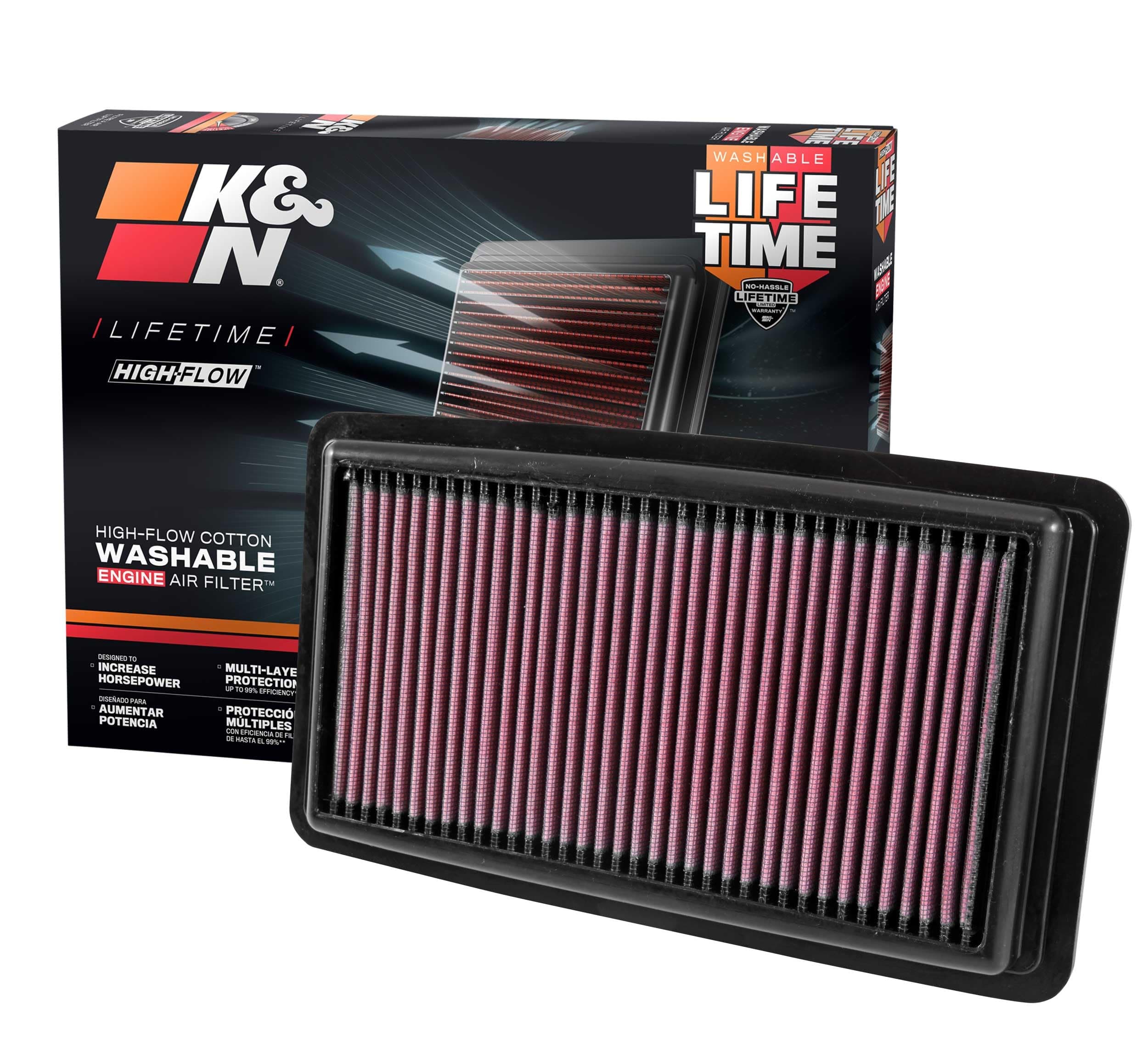 High-Flow Original Lifetime Engine Air Filter: Increase Power: Premium, Washable: Compatible with 2016-2025 Acura/Honda: MDX, TLX, Odyssey, Pilot, Passport, Ridgeline, 33-5041