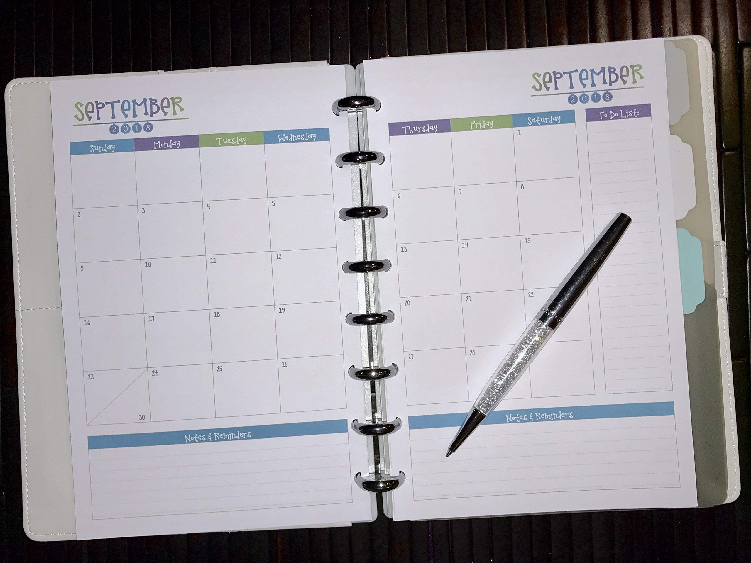 2020 | 2021 | 2022 | 2023 Monthly Dated Planner Inserts Refills | Discbound | 8 disc | 8.5" x 5.5" (A5) | Sunday Start Date | The Campbell Collection | LMN Creates