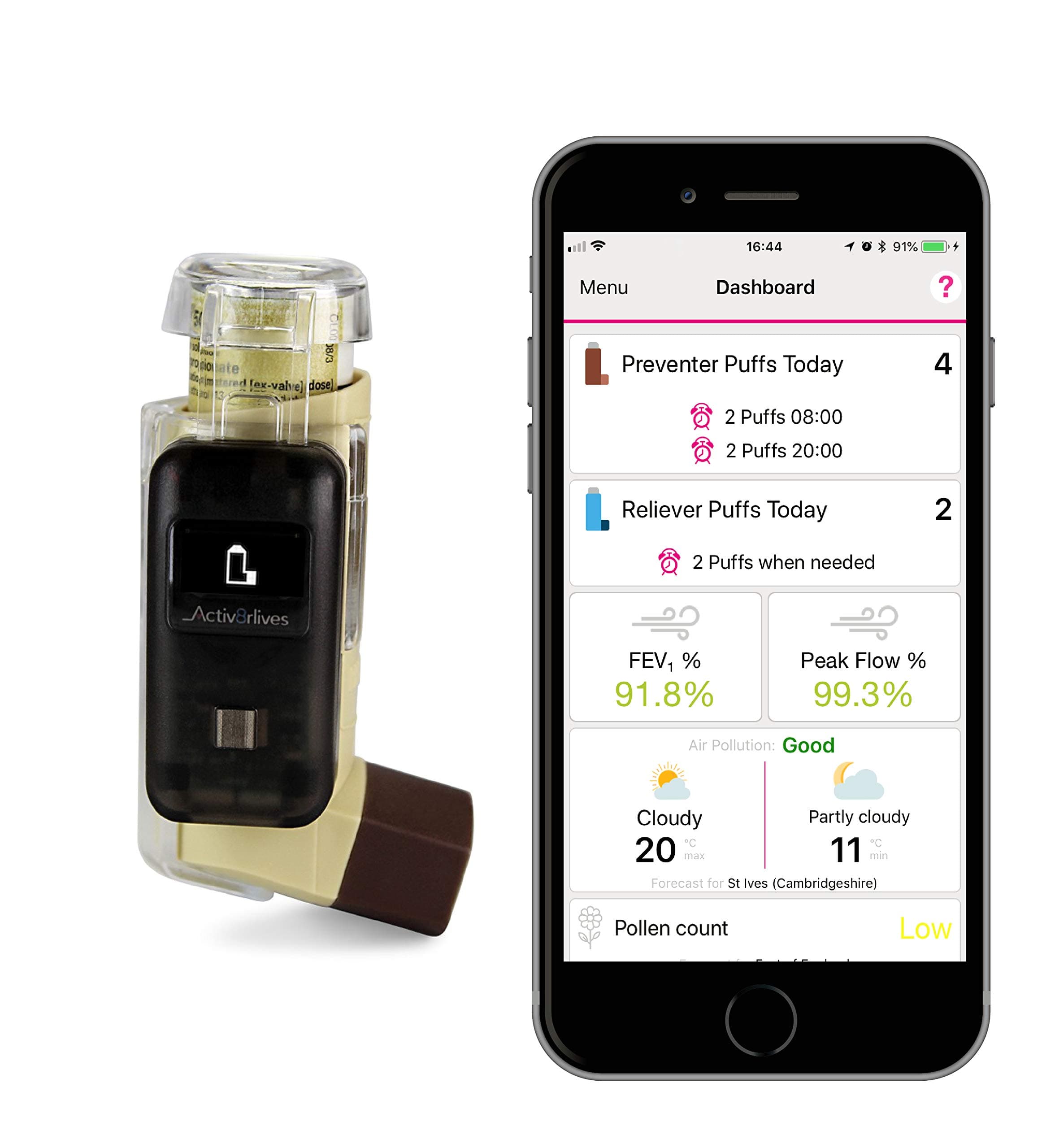 PUFFClicker Clenil® Modulite® Bluetooth 4.0 Smart Inhaler Tracker