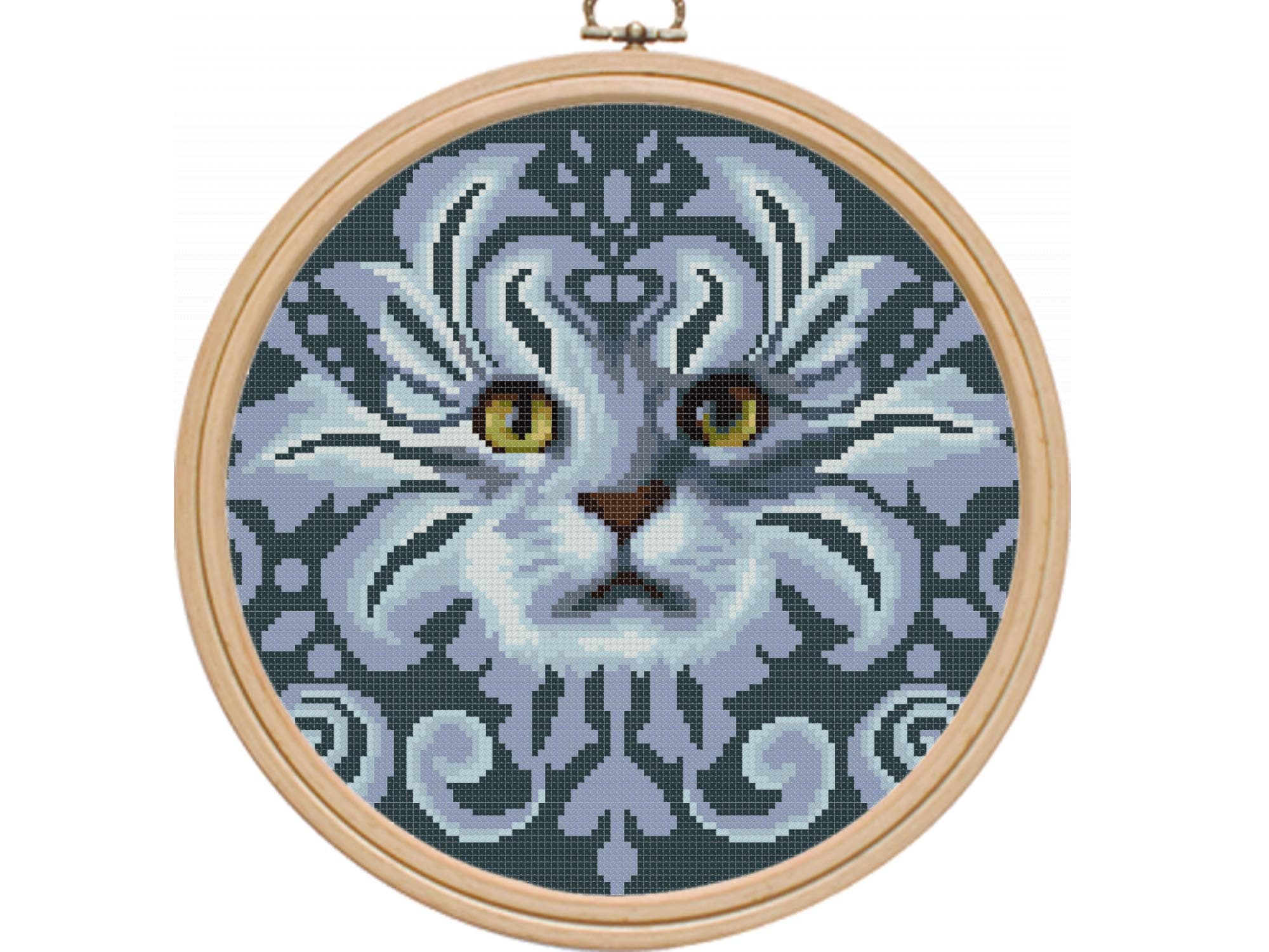 Cross Stitch Patterns Animals PDF, Cute Cat Easy Modern Counted Simple Printable DMC Cross Stitch Design, Home Wall Decor DIY, Materials are NOT Included
