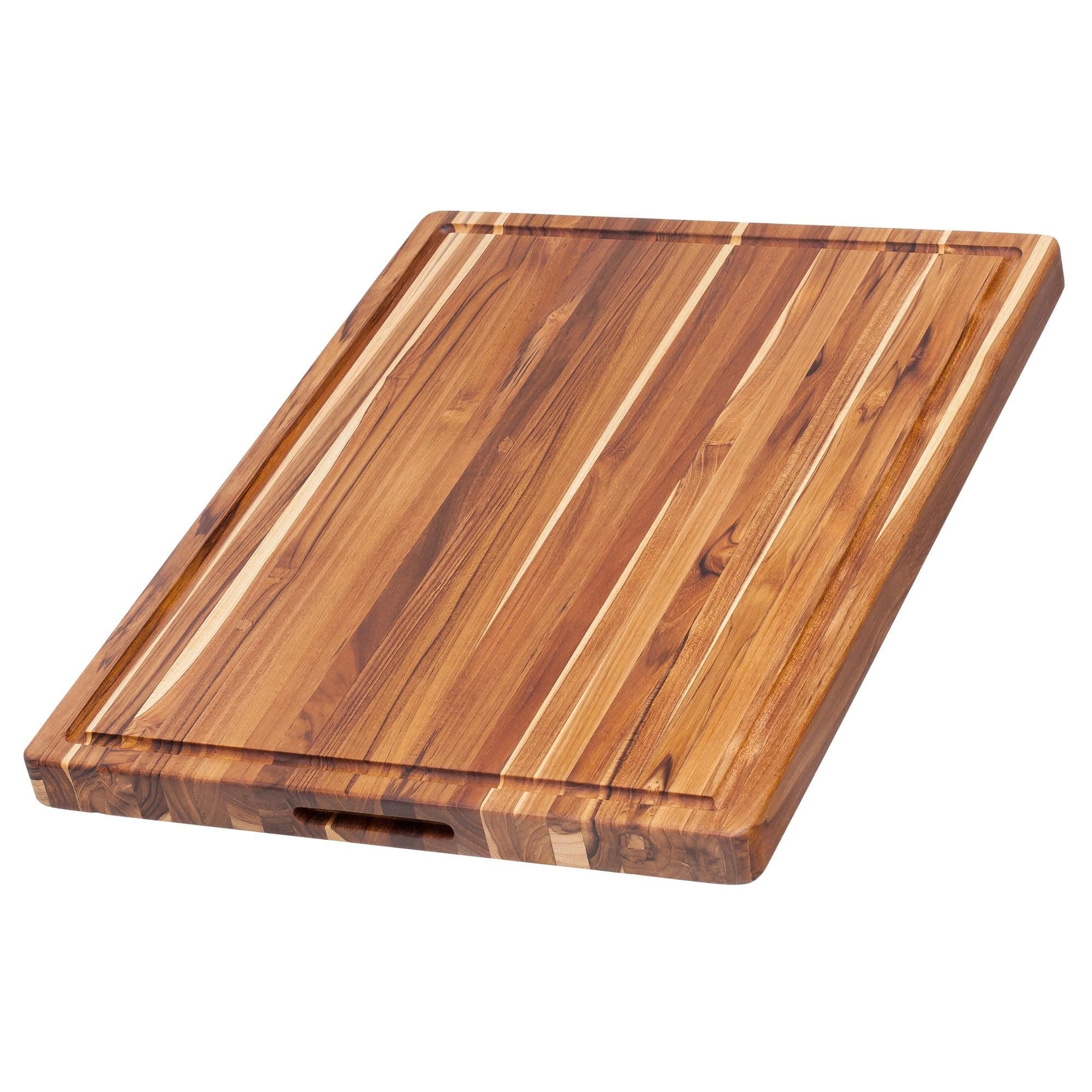 Teakhaus 6" x 21" x 1.5" Rectangular Teak Chopping Board with Handles and Juice Channel