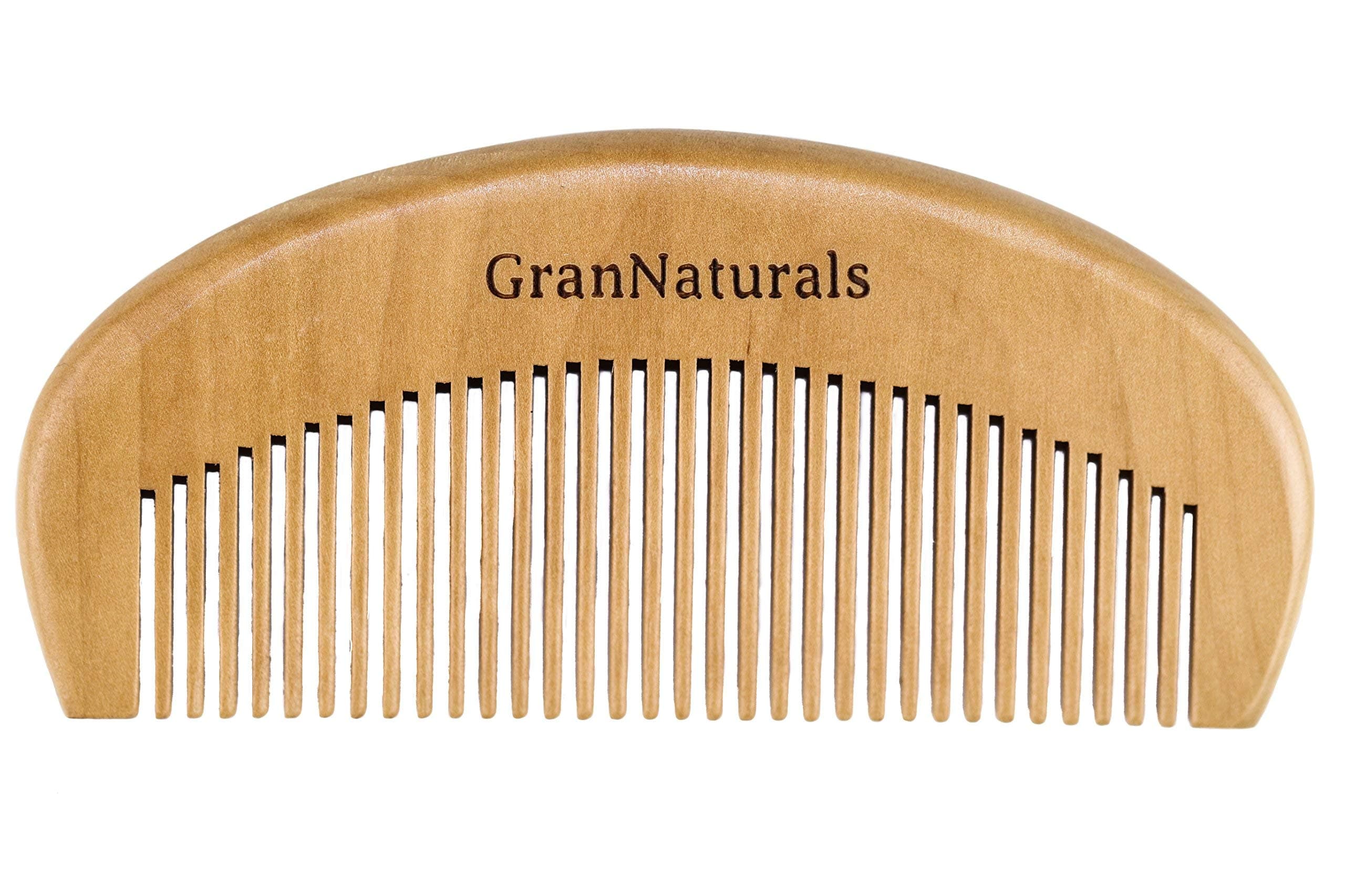 GranNaturals Wooden Comb for Detangling & Styling Wet or Dry Hair - Small Pocket Sized Fine Tooth Natural Wood for Curly, Thin, Thick, Wavy, or Straight Hair - Birthing & Labor Tool